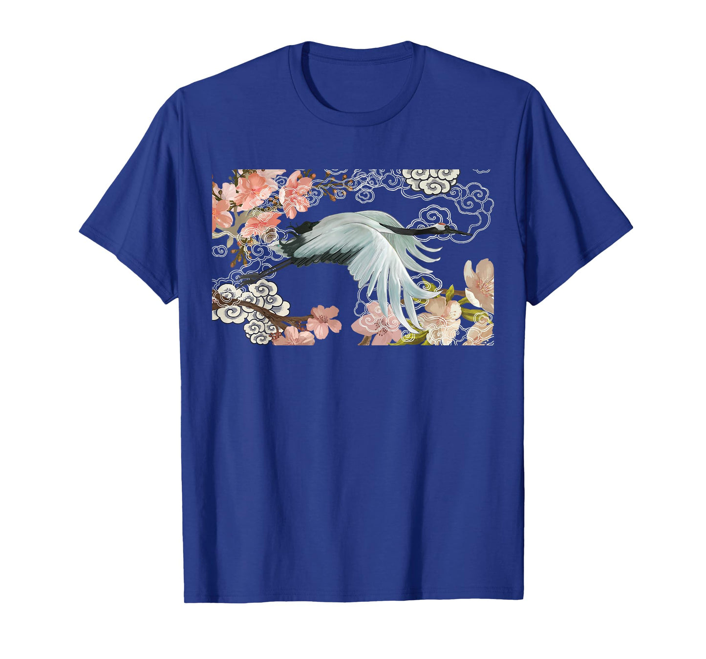 flying white Sandhill Crane Bird Japanese style art Lover T-Shirt