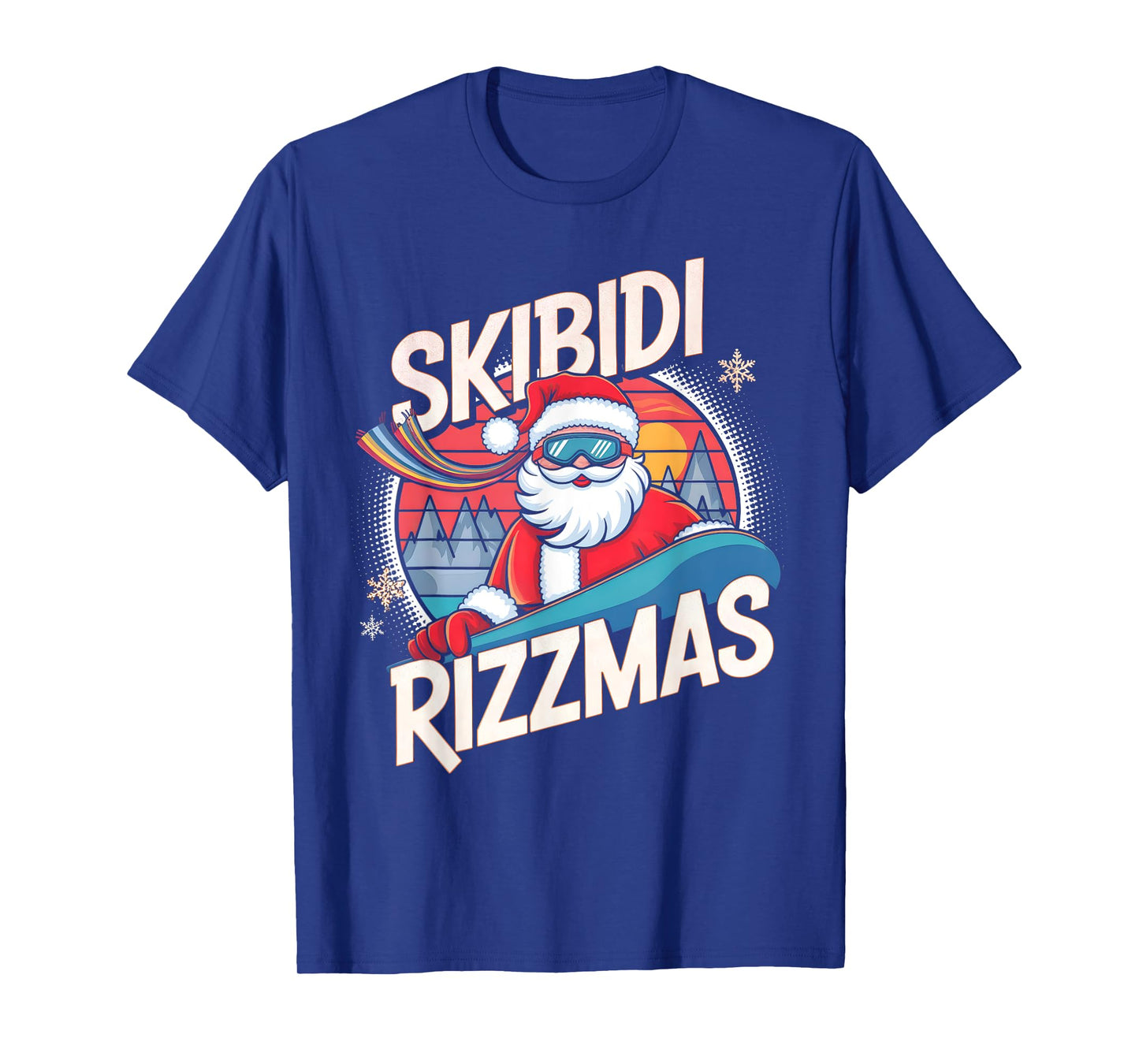 Skibidi Rizzmas Funny Santa Snowboarding Xmas Christmas T-Shirt