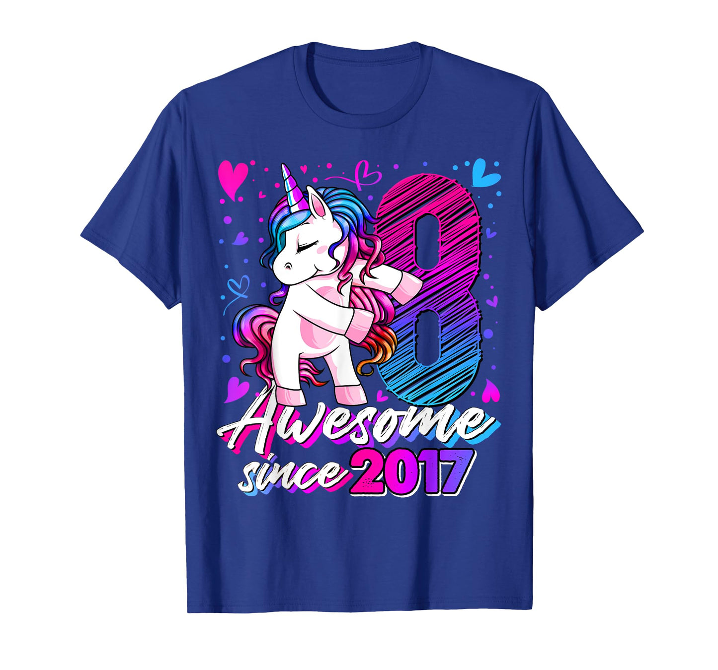 8 Year Old Unicorn Gifts For Girls 8th Birthday Girl Party T-Shirt