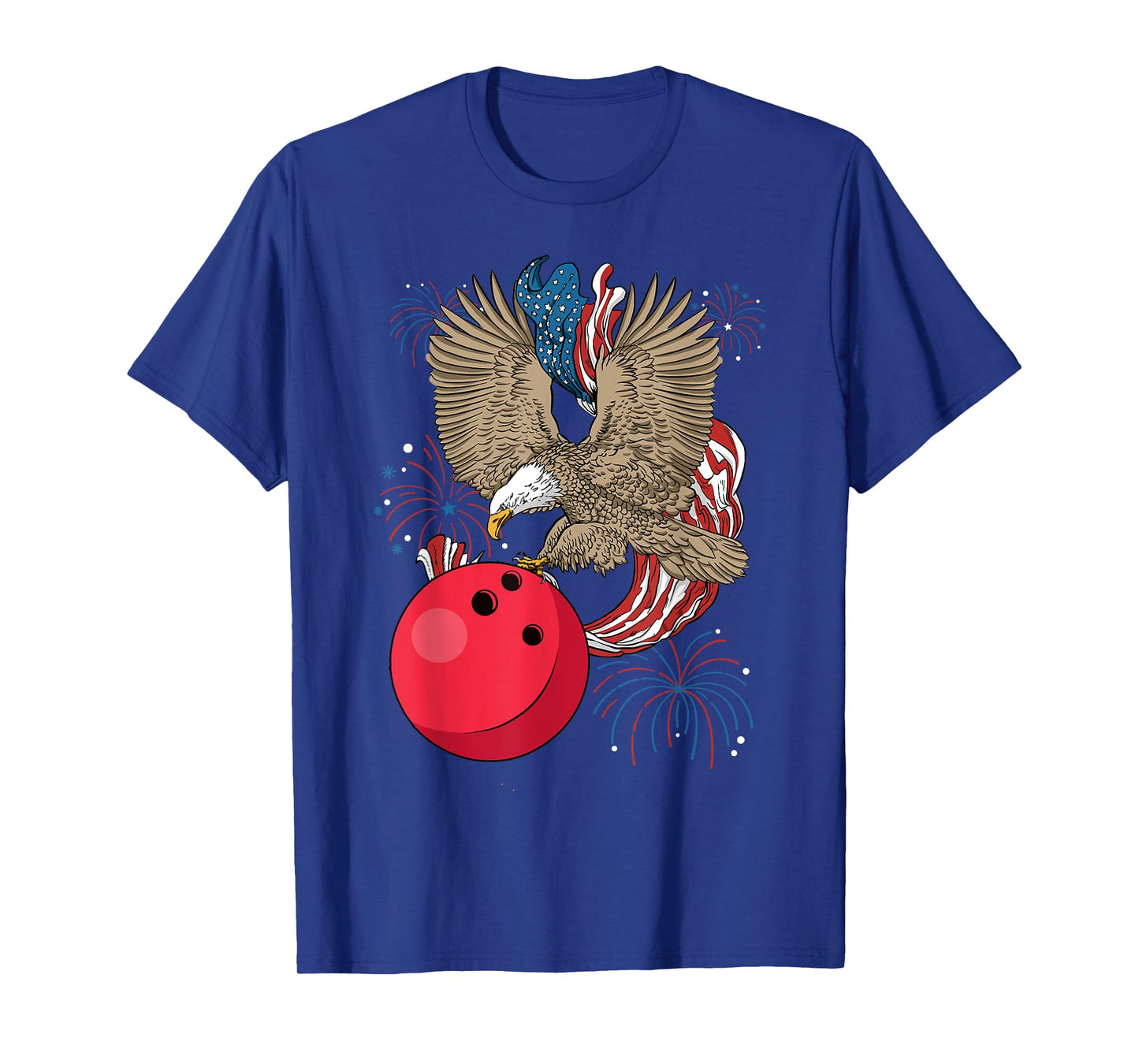 Bowling 4th Of July Eagle USA Flag America Bowling Player T-Shirt