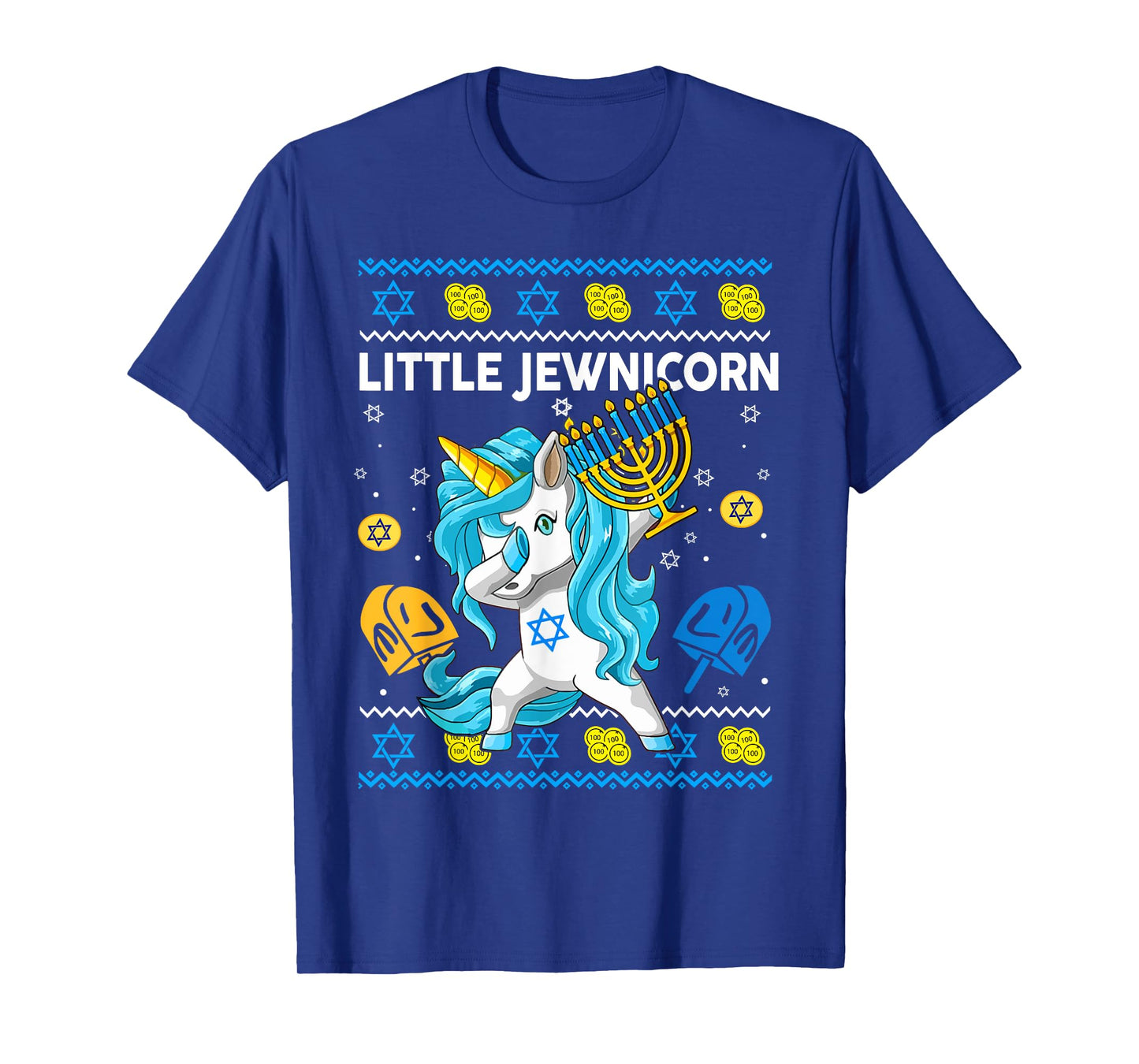 Ugly Hanukkah Sweater Little Jewnicorn Unicorn Toddler Girl T-Shirt
