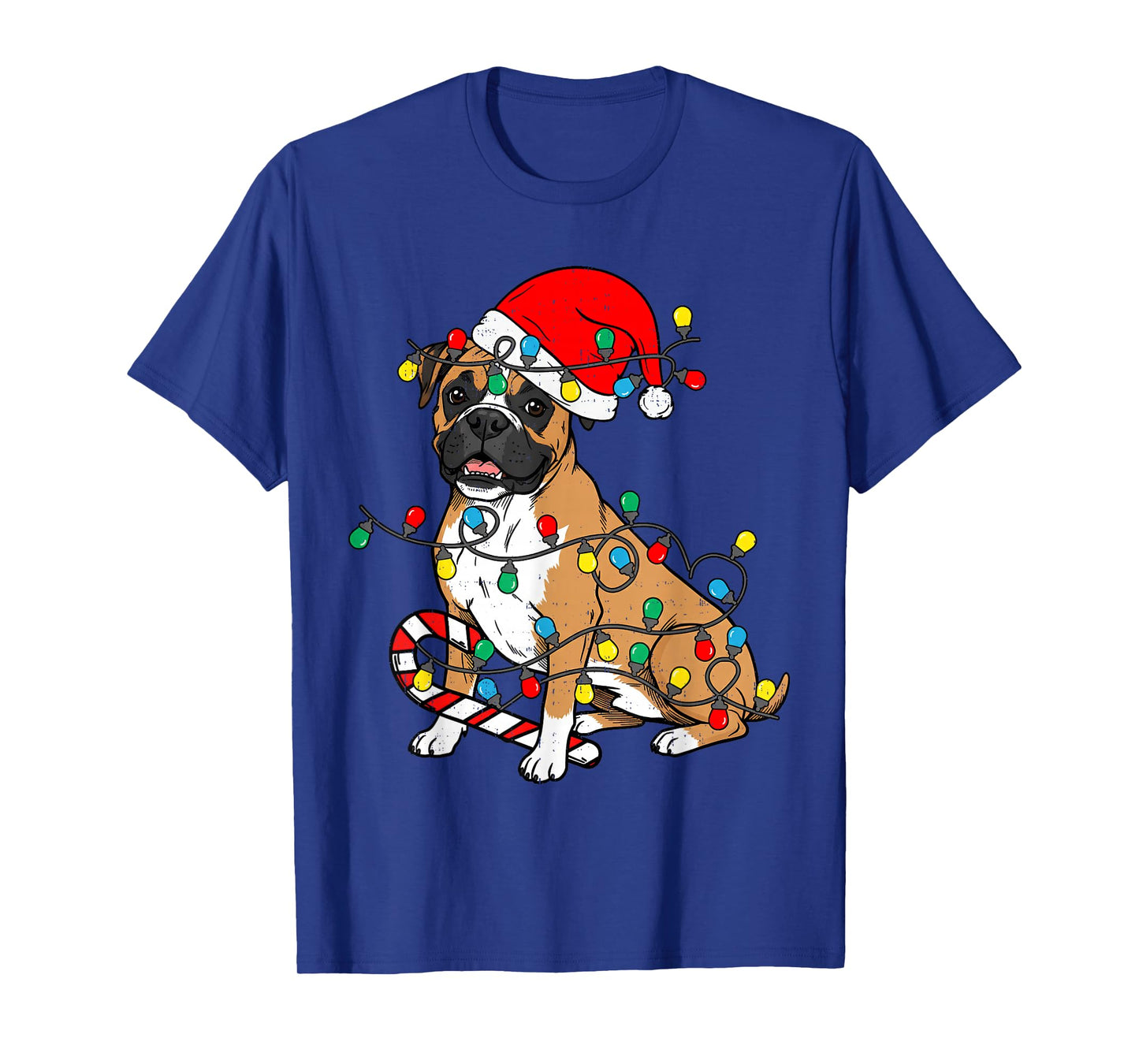 Boxer Dog Christmas Lights Pajama Santa Xmas Pet Dog Lover T-Shirt