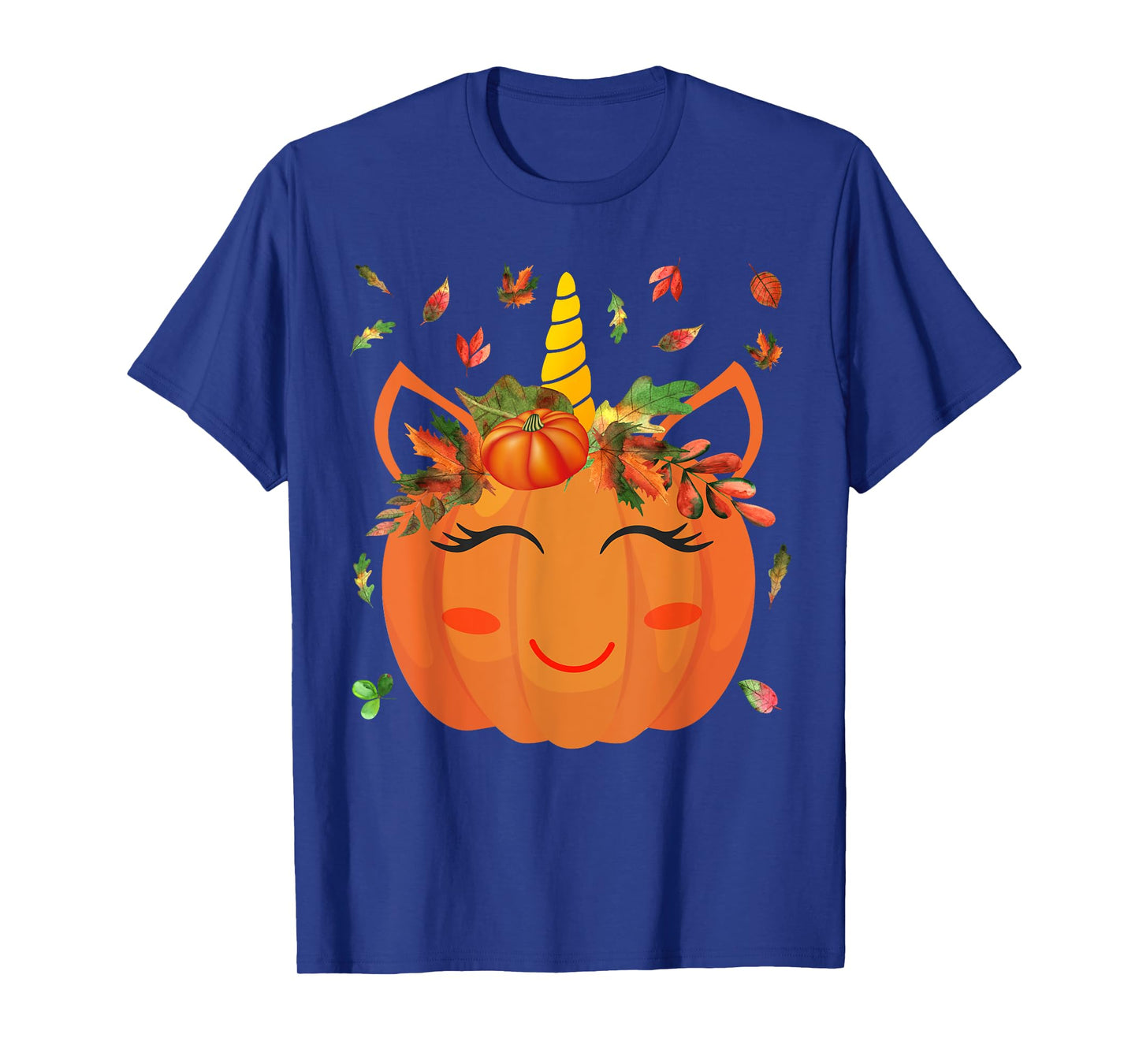 Cute Unicorn Pumpkin for Kids Halloween Thanksgiving T-Shirt