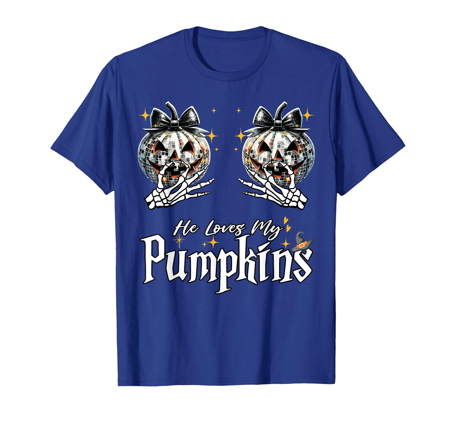 He Loves My Pumpkins I Love His Broomstick Couples Skeleton T-Shirt
