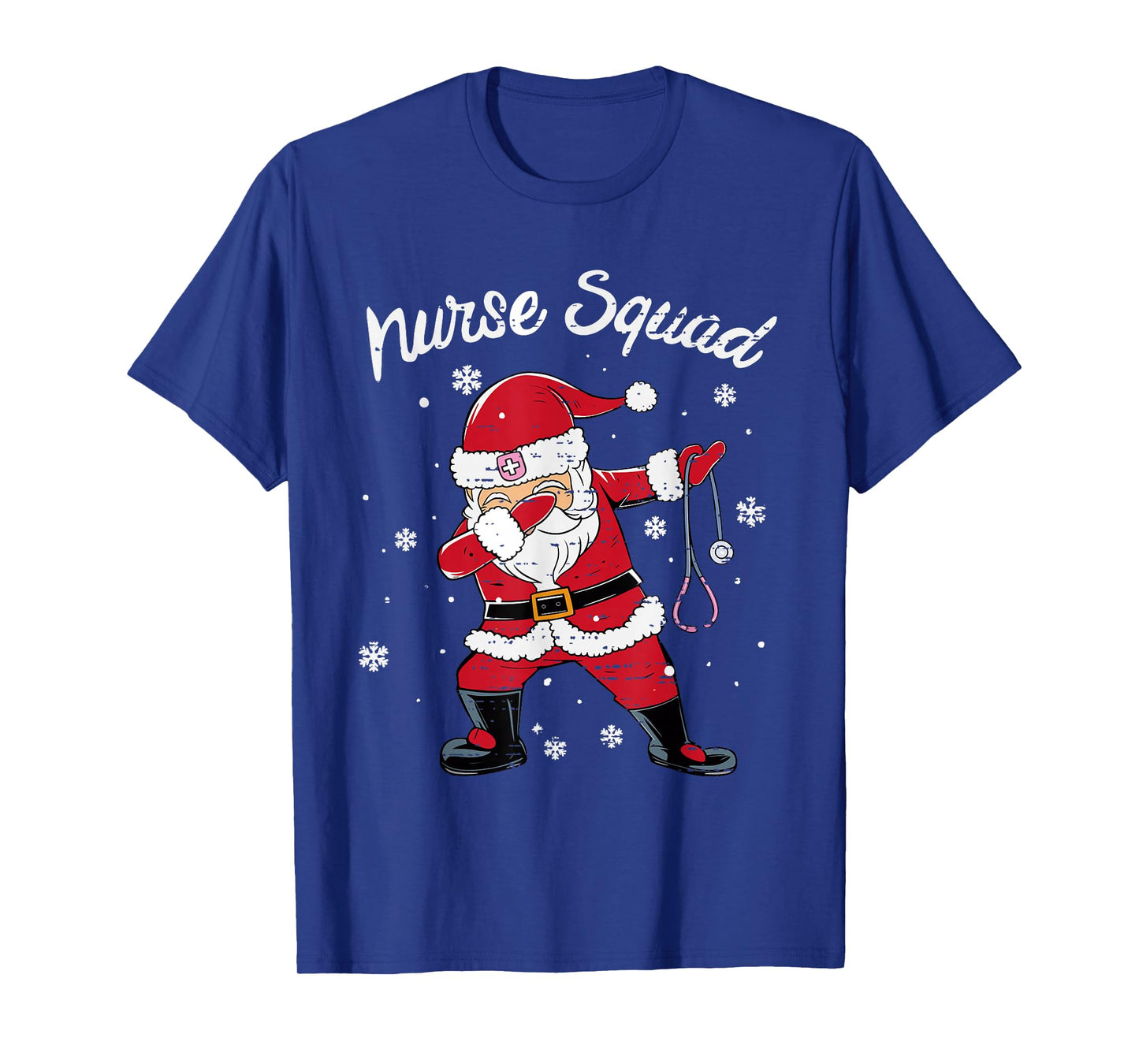 Nurse Squad Scrub Tops Dabbing Santa Christmas Stethoscope T-Shirt