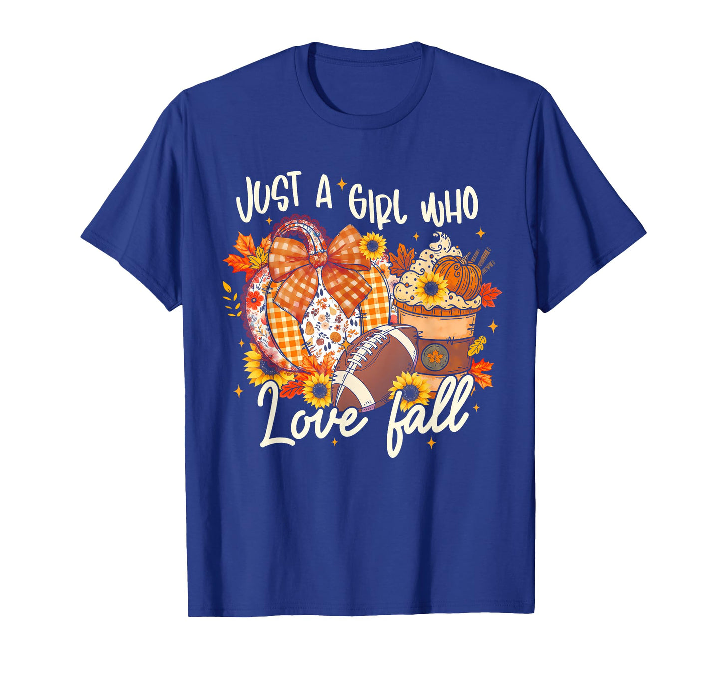 Just A Girl Who Loves Fall Coquette Pumpkin Spice Football T-Shirt