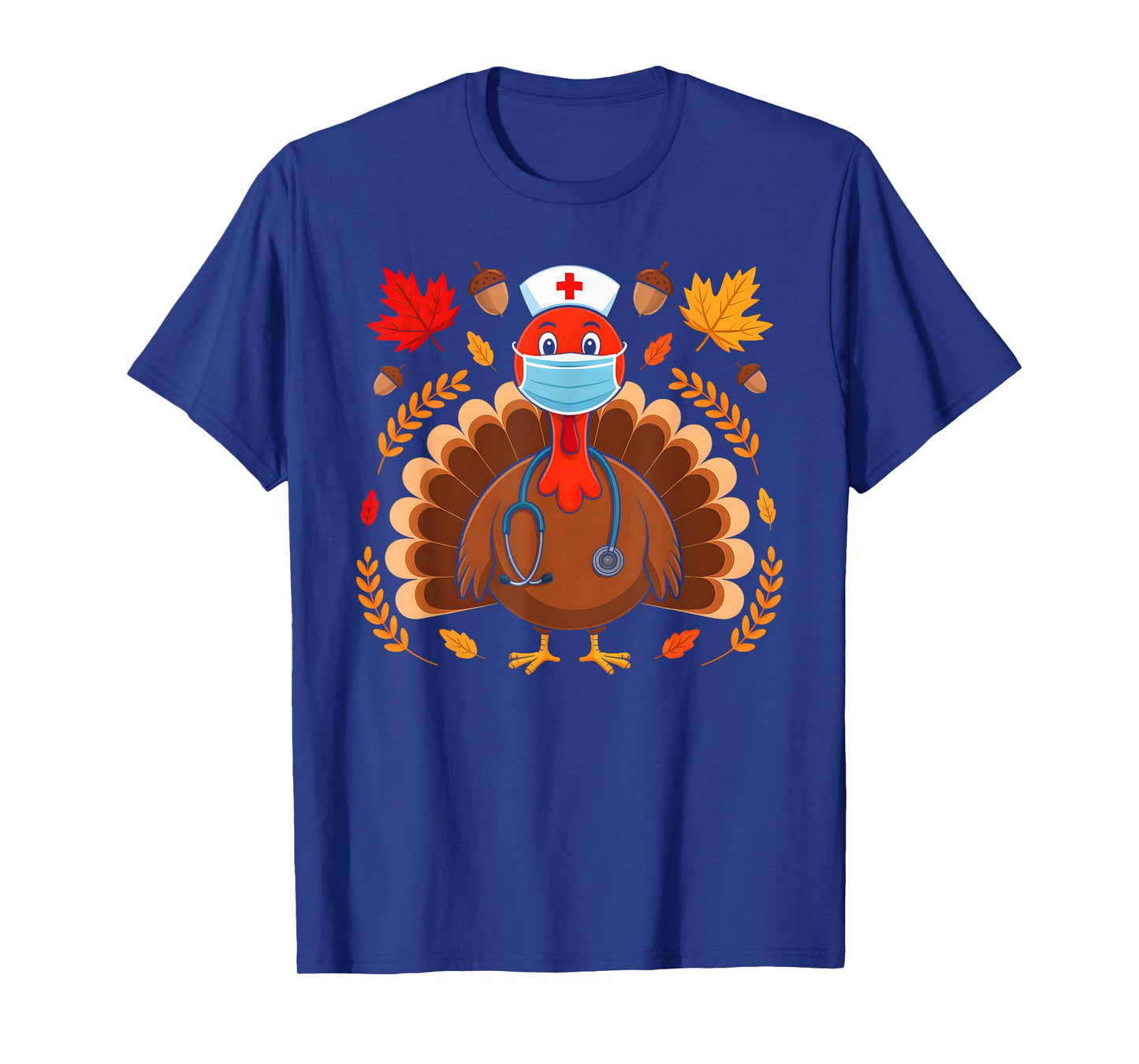 Turkey Nurse Thanksgiving Scrub Tops Women Nursing Holiday T-Shirt