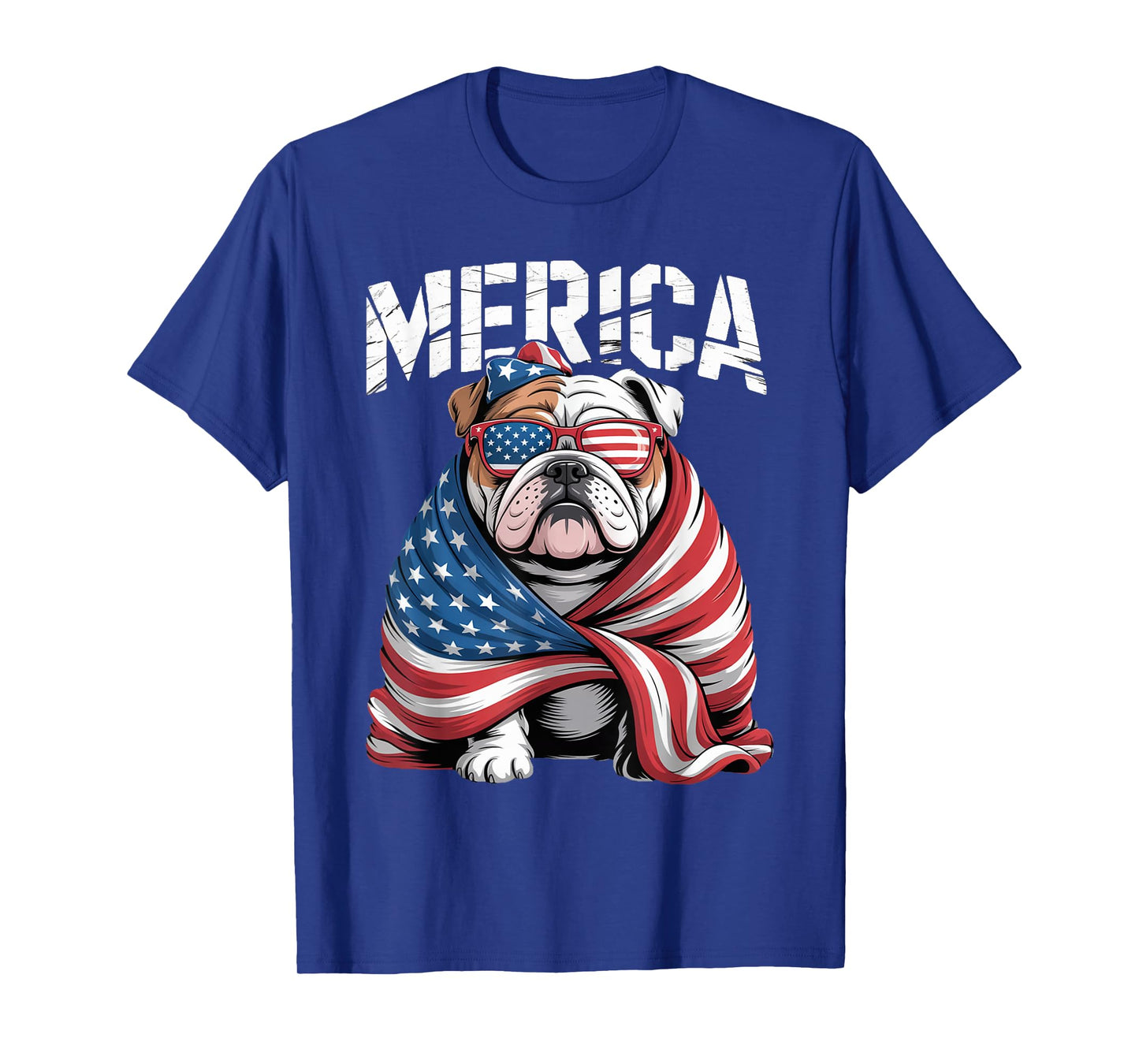 Merica English Bulldog Patriotic American Flag 4th Of July T-Shirt