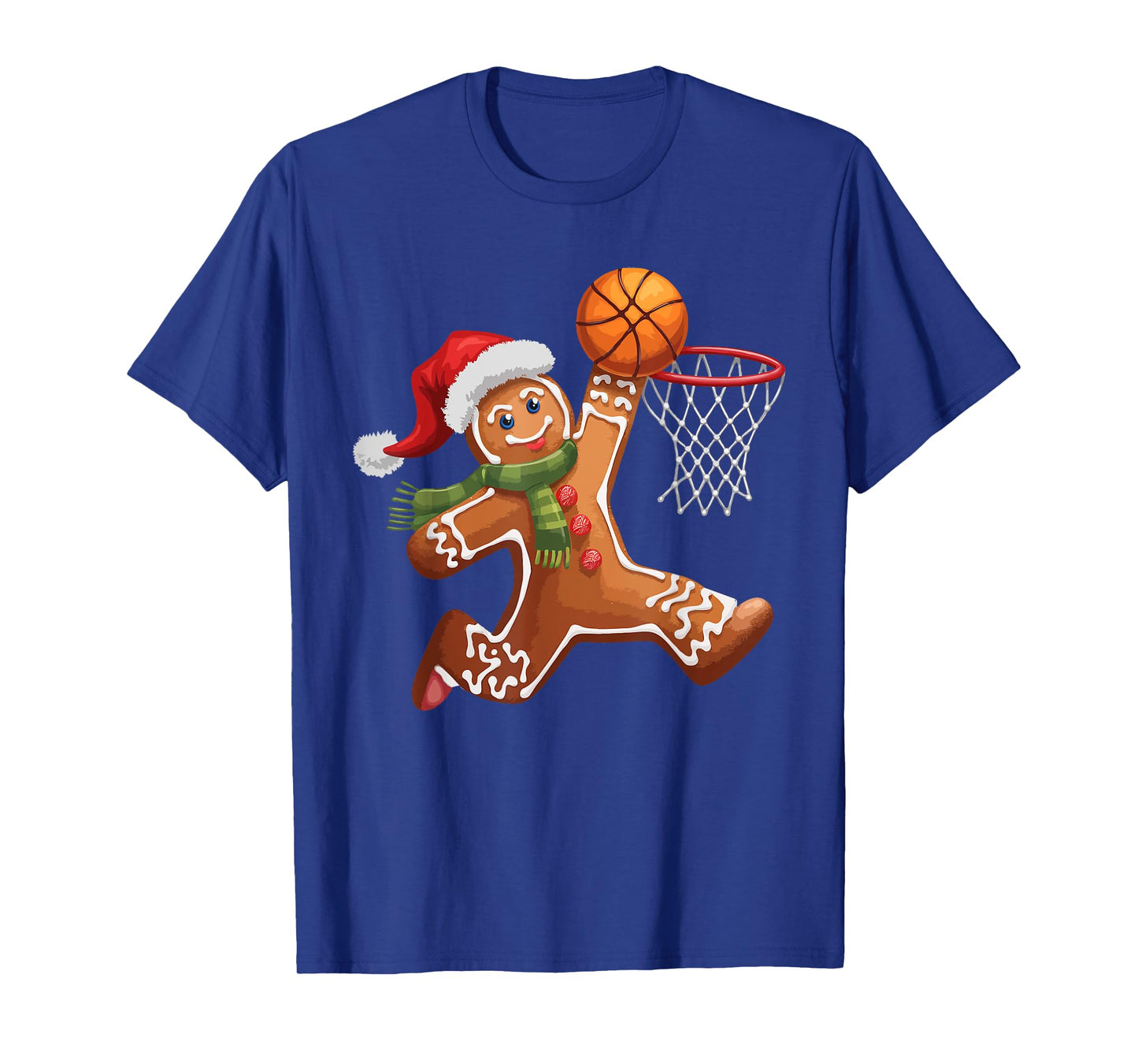 Gingerbread Playing Basketball Christmas Player Kids Family T-Shirt