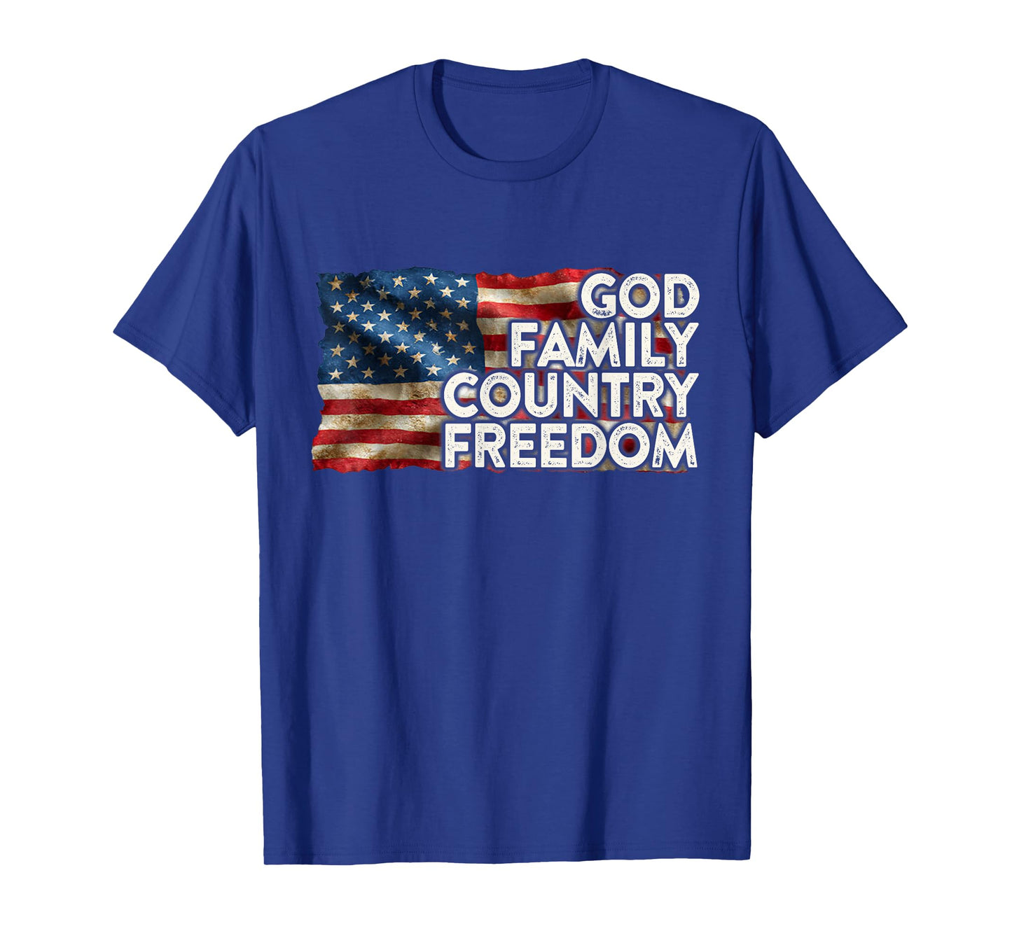 God Family Country Freedom 4th July USA Flag Christian T-Shirt