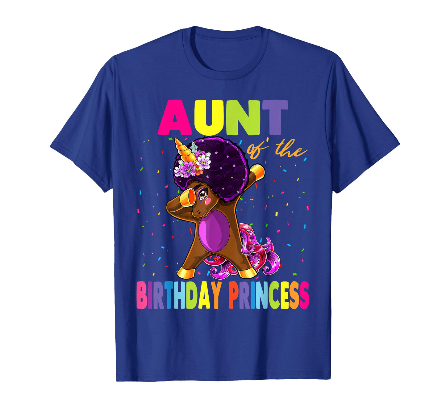 Dabbing Unicorn Afro Aunt of the Birthday Princess T-Shirt