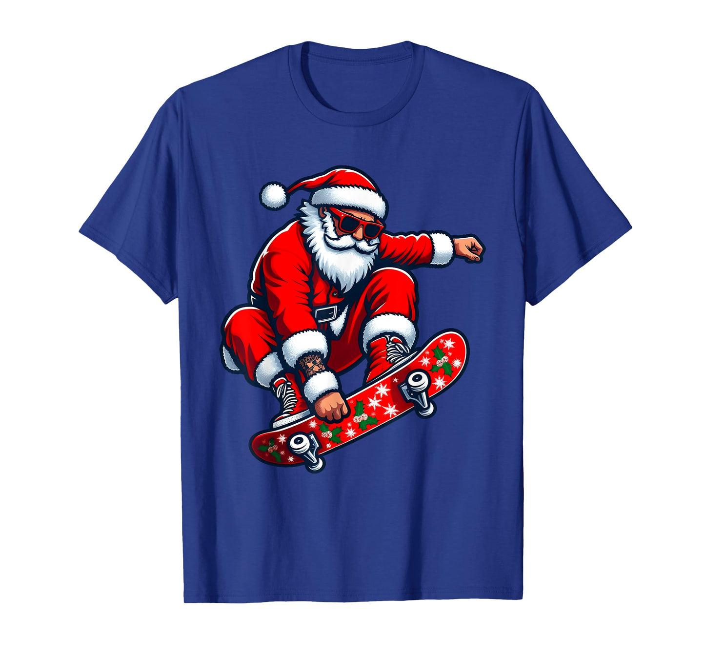Santa Skateboarding Christmas Pajama Toddler Skateboarders T-Shirt