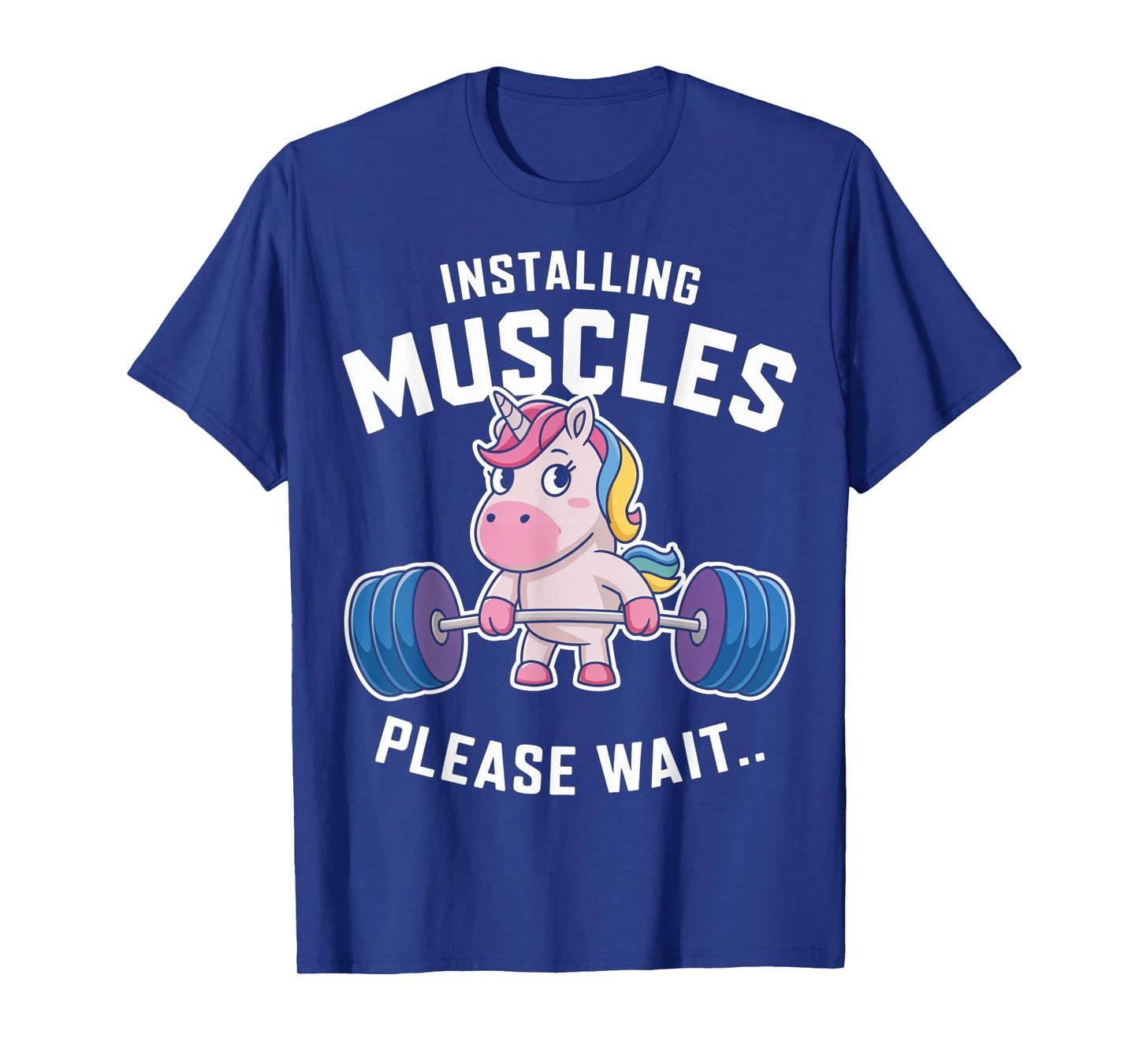 Unicorn Lifting Barbell Loading Muscles Funny Gym Design T-Shirt