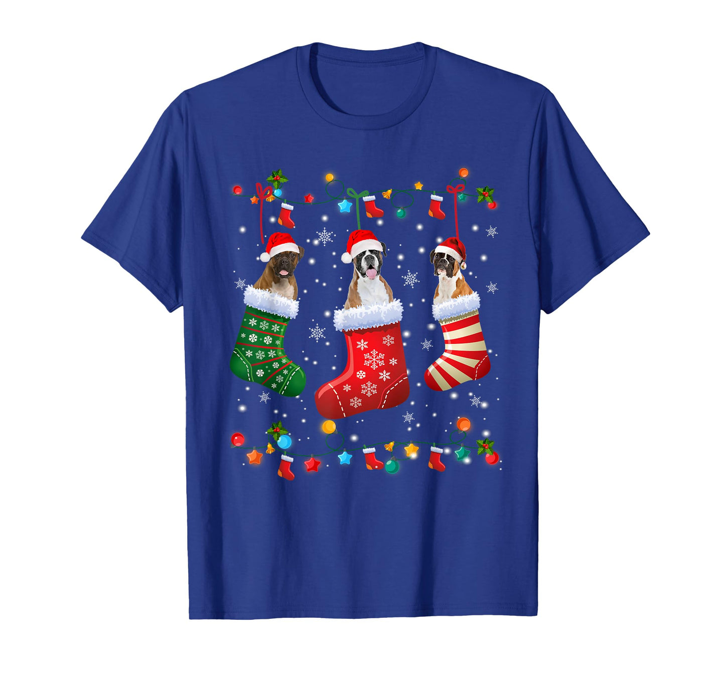 Christmas Socks Pajama Boxer Dog Puppy Lover T-Shirt for Men Women Kids