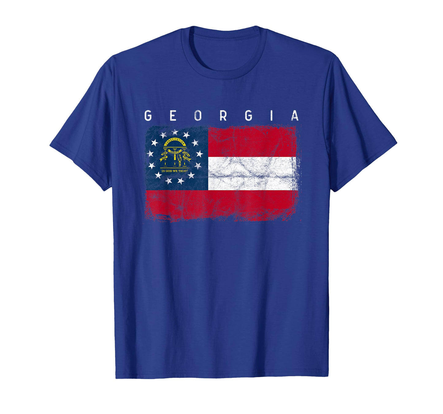 Georgia Vintage Distressed Home State Flag Design T-Shirt