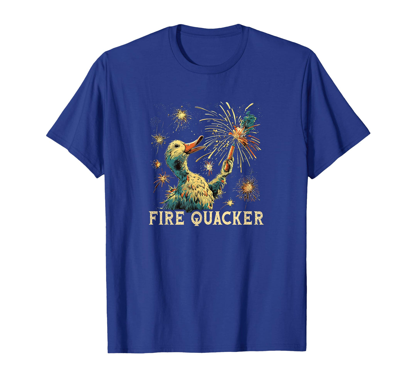 Funny Fireworks with Goose Duck - Fire Quacker T-Shirt
