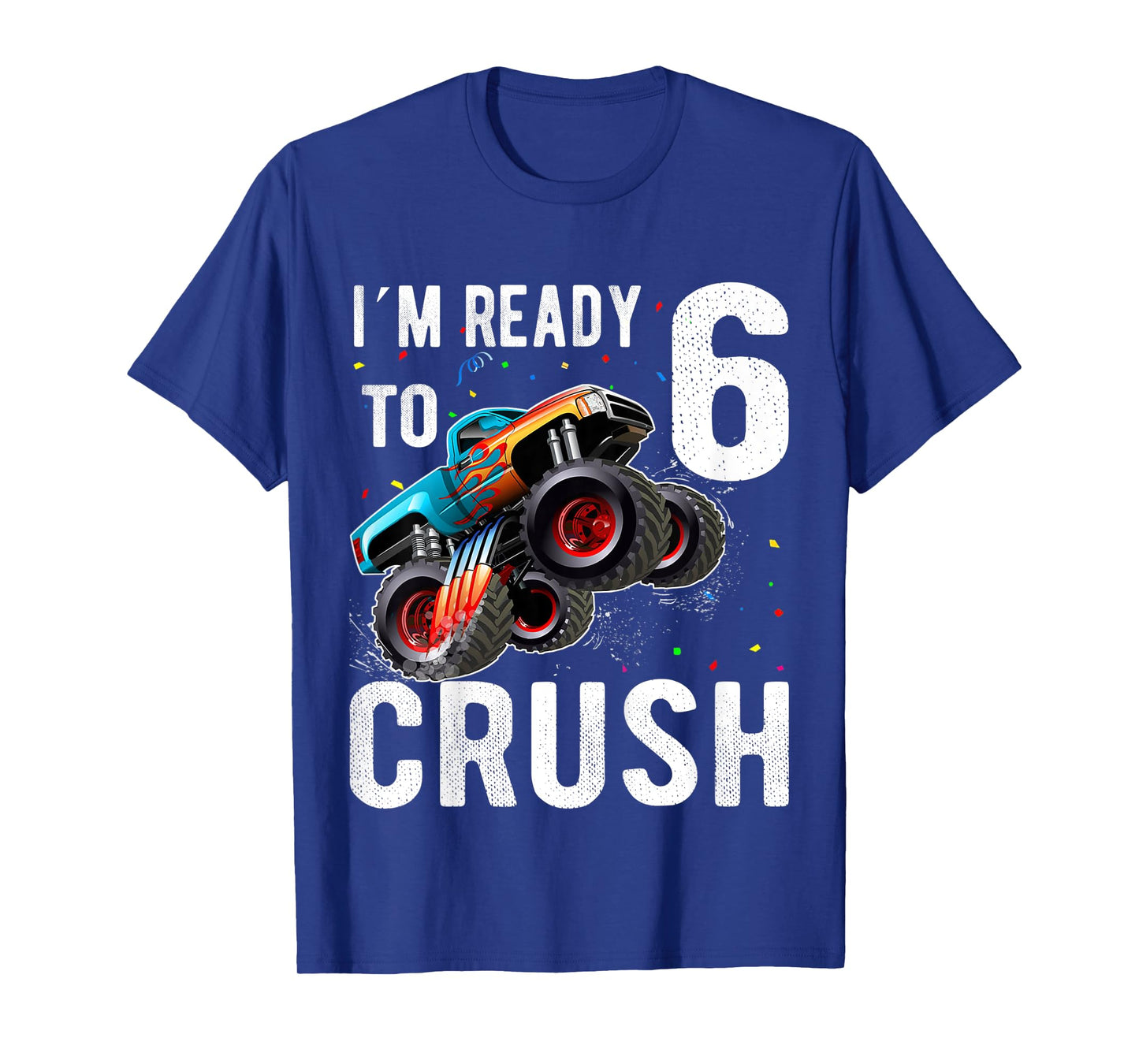 Kids Monster Trucks 6th Birthday Party Shirt Six Years old Boys T-Shirt