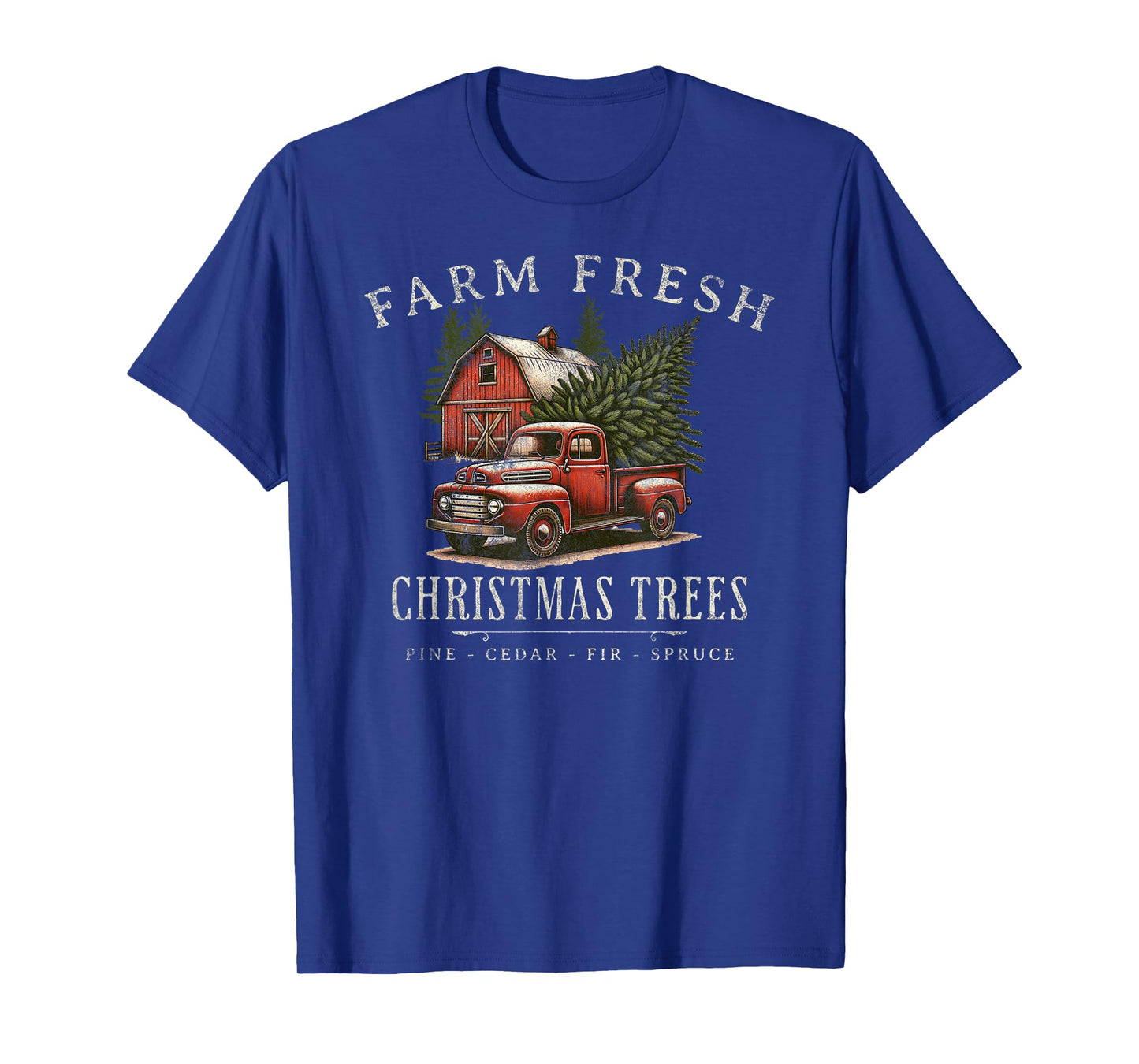 Willow Grove Designs Unisex-Adults, Unisex-Kids Christmas Holiday T-Shirt - Black, Small - Rustic Farmhouse Vintage Truck - Short Sleeve - Crew Neck - Solid - Pull On - 1 Count