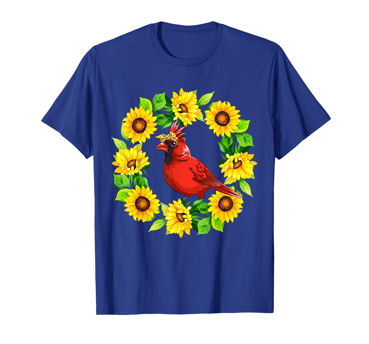 Cardinal Bird Bow Tie In Sunflowers Circle Animal Lover Kids T-Shirt