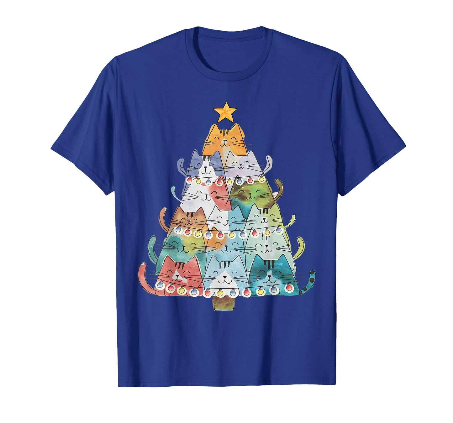 Funny Cat Christmas Tree Xmas Cat Lover Cat Graphic T-Shirt for Men Women Kids