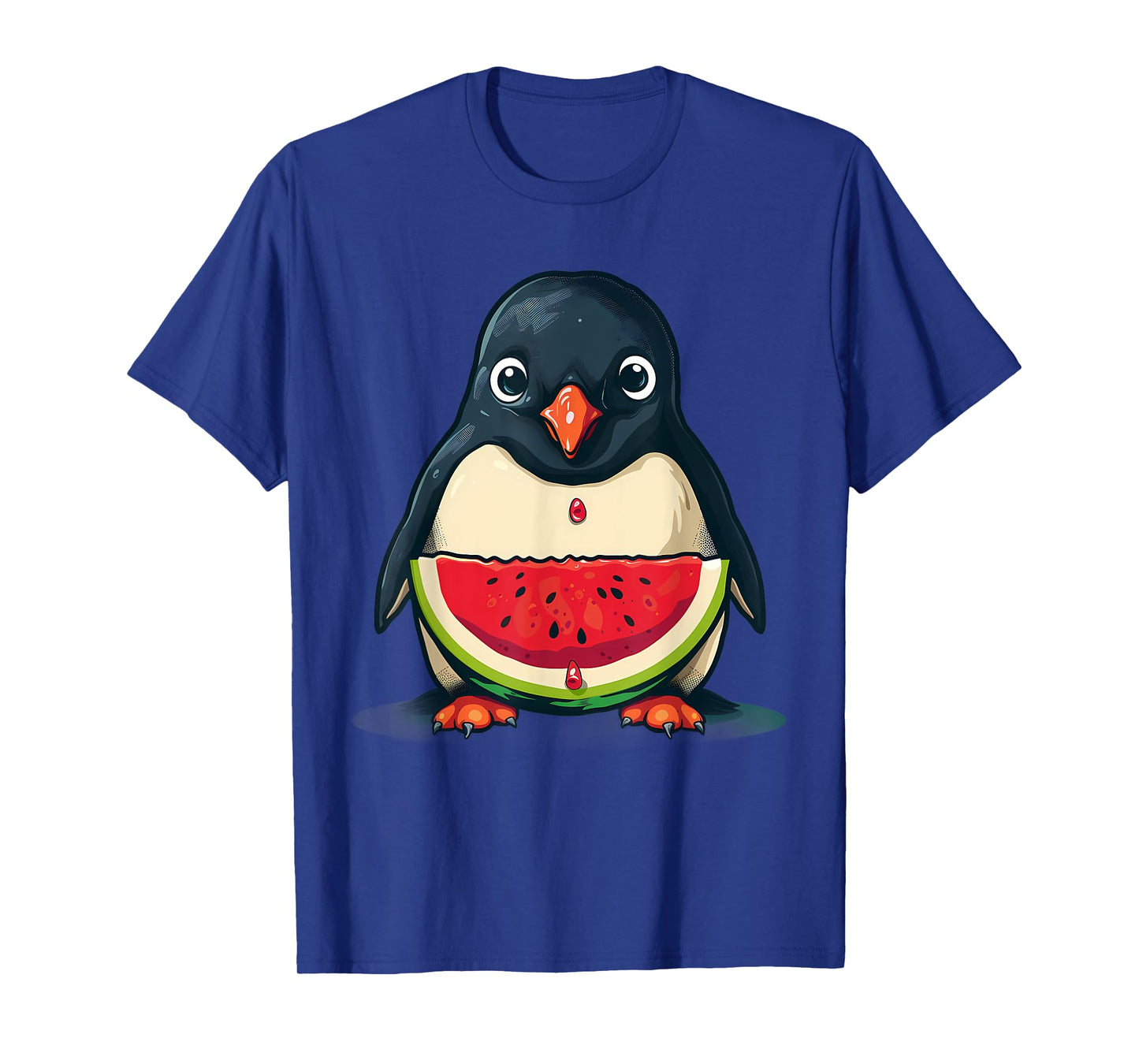 Watermelon Penguin Bird Drawing Watermelon Fruit Artwork T-Shirt