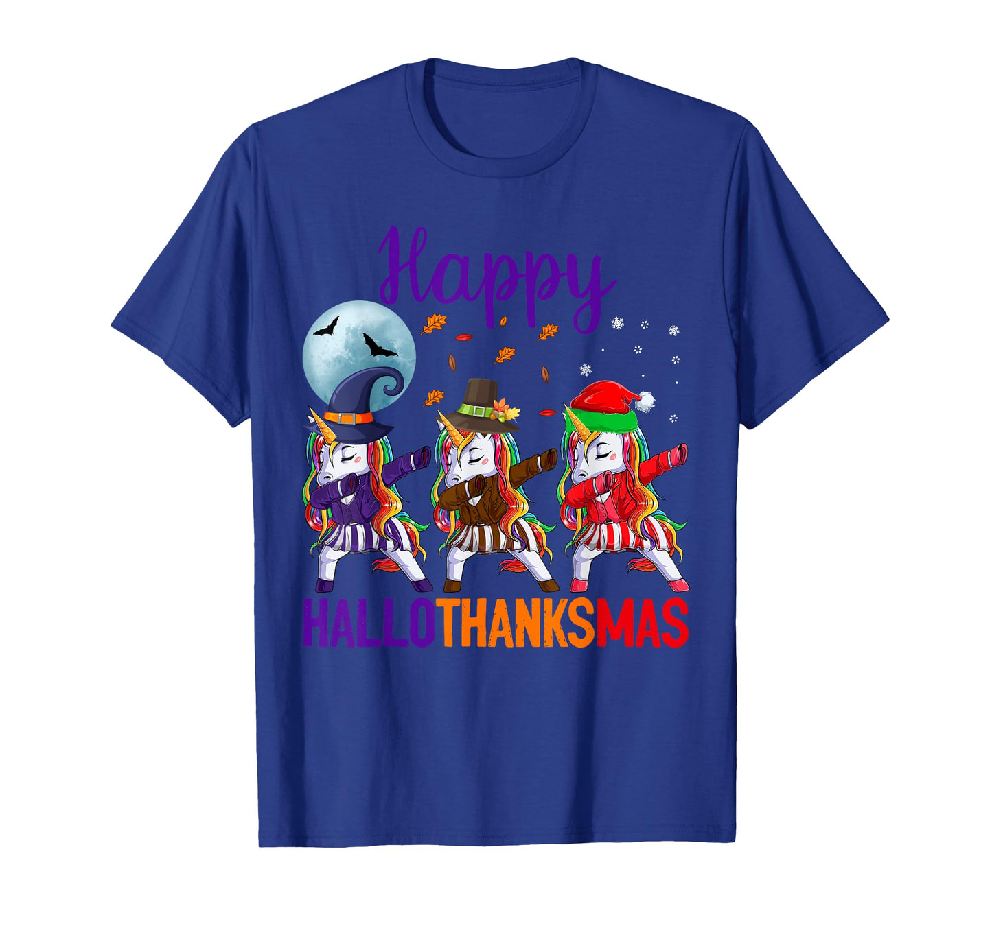 Happy Hallothanksmas Dabbing Unicorn Halloween Thanksgiving T-Shirt