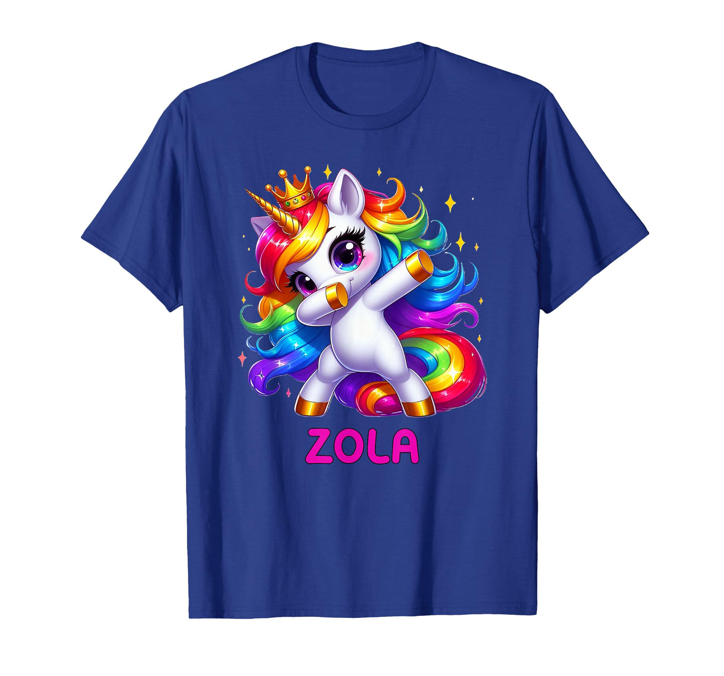 ZOLA Personalized Name Dabbing Unicorn Birthday Queen T-Shirt