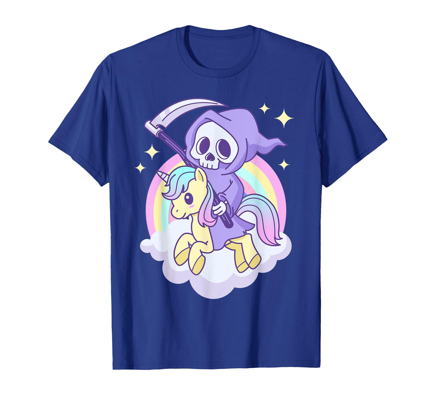 Cute Pastel Goth Grim Reaper on a Unicorn T-Shirt