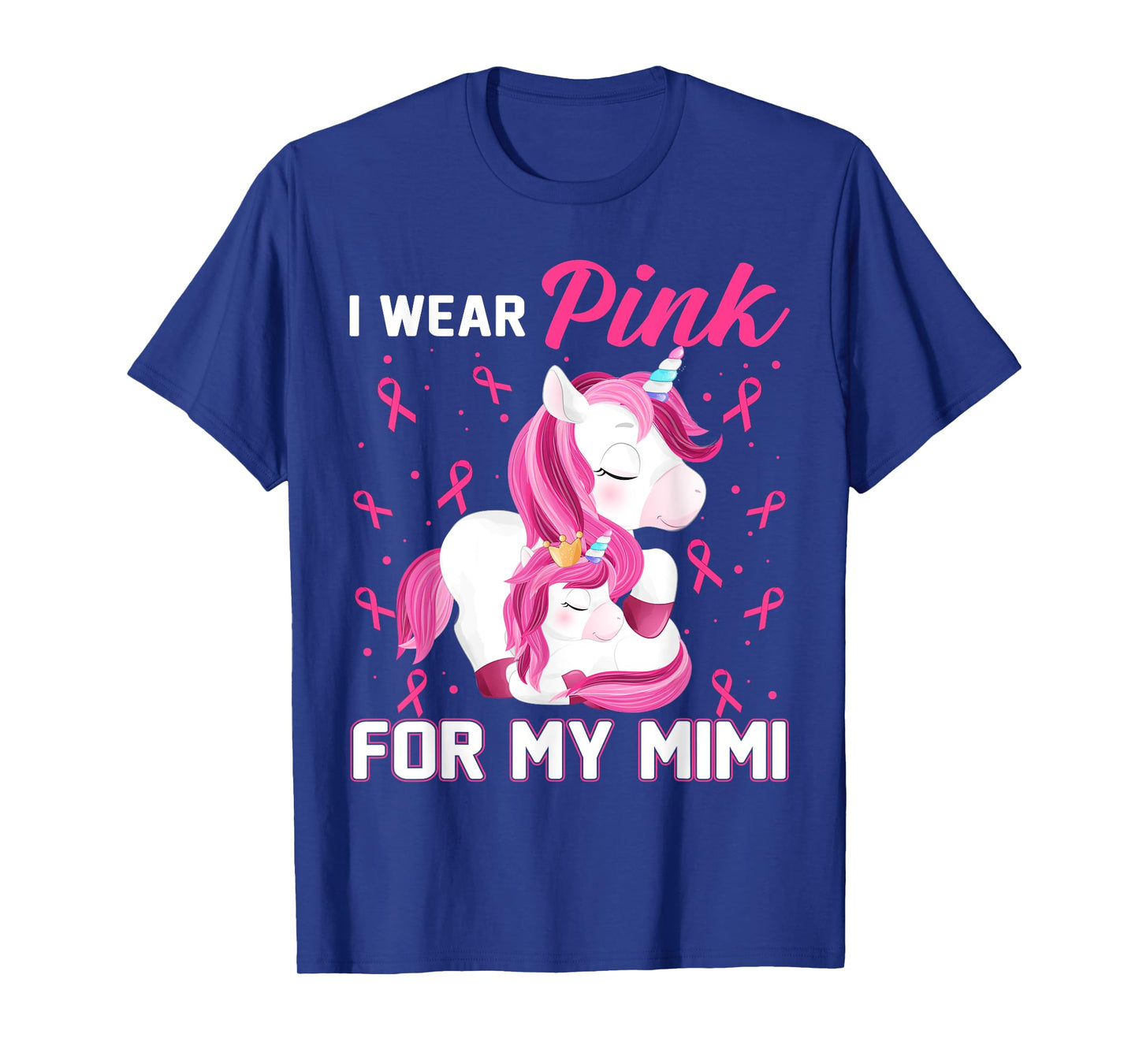 I Wear Pink For My Mimi Breast Cancer Awareness Unicorn T-Shirt