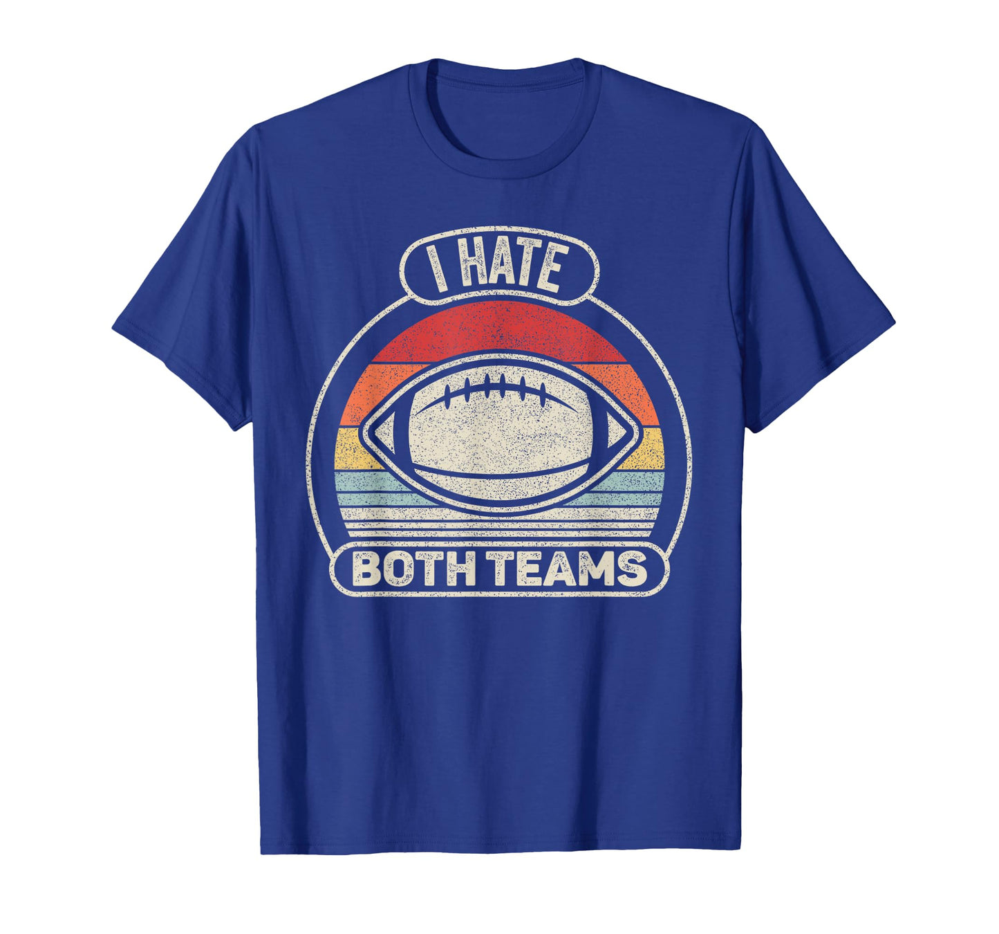 Catch Some Rays Vintage Retro I Hate Both Teams T-Shirt - Black - Small - Unisex-Adults - Short Sleeve - Classic Fit - Crew Neck - Retro Sports T-Shirt