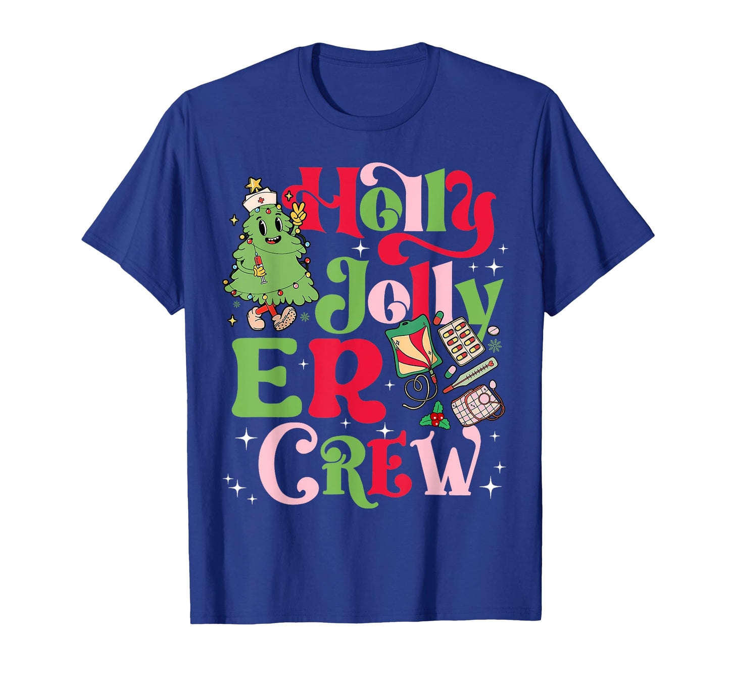 Holly Xmas Jolly ER Nurse Christmas Emergency Room Tech Aid T-Shirt