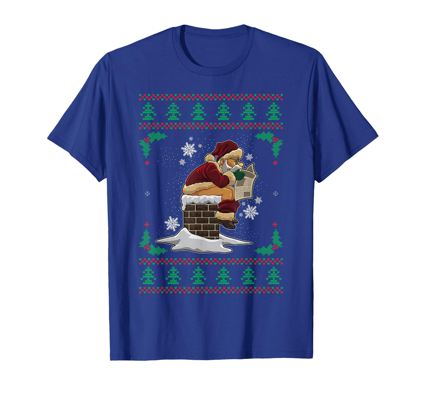 Funny Santa Pooping Down the Chimney Ugly Christmas Sweater T-Shirt
