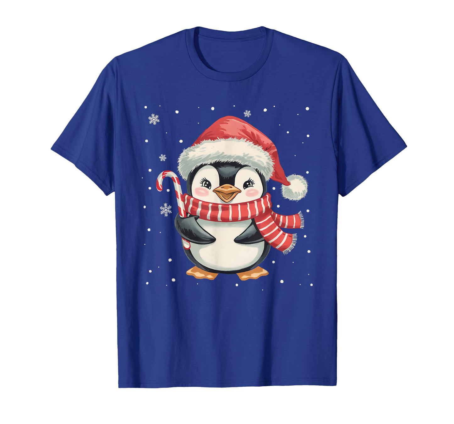 Penguin Christmas Candy Cane Santa Hat Funny Xmas Pajamas T-Shirt