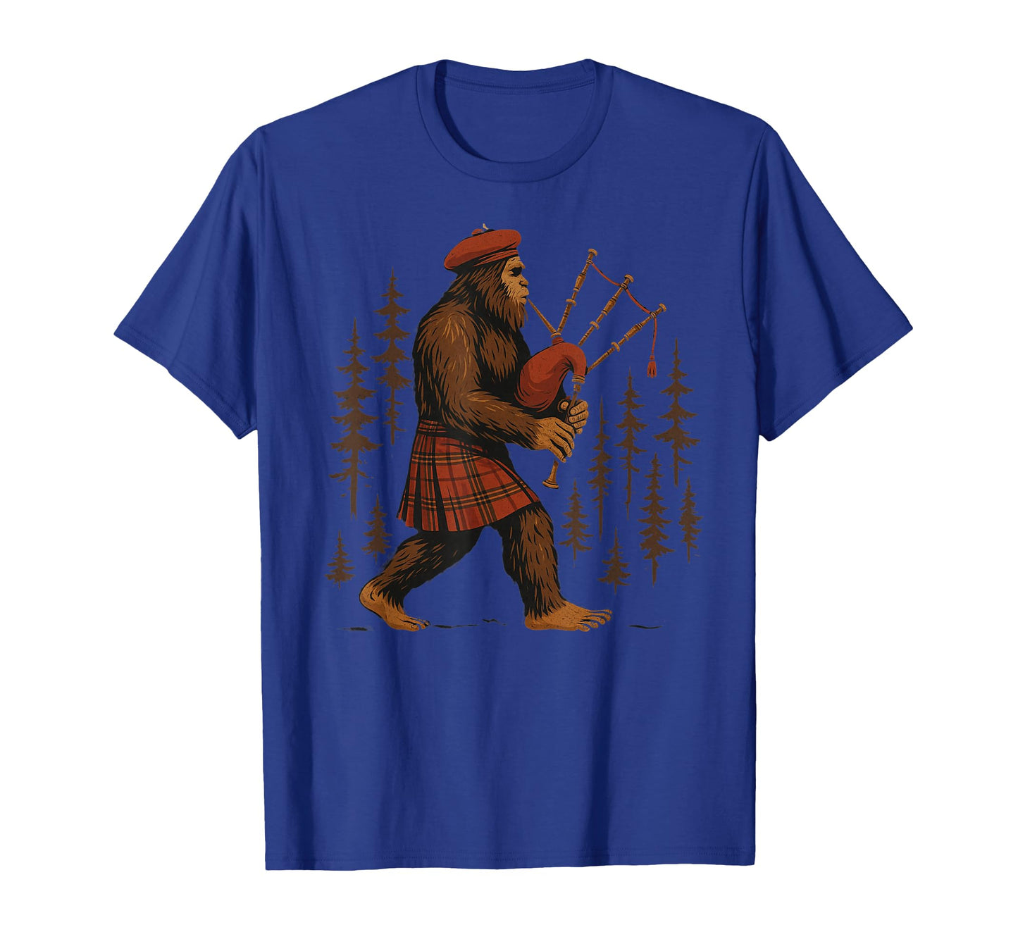 Legendary Sasquatch Bagpipes in Kilts Through Forests T-Shirt