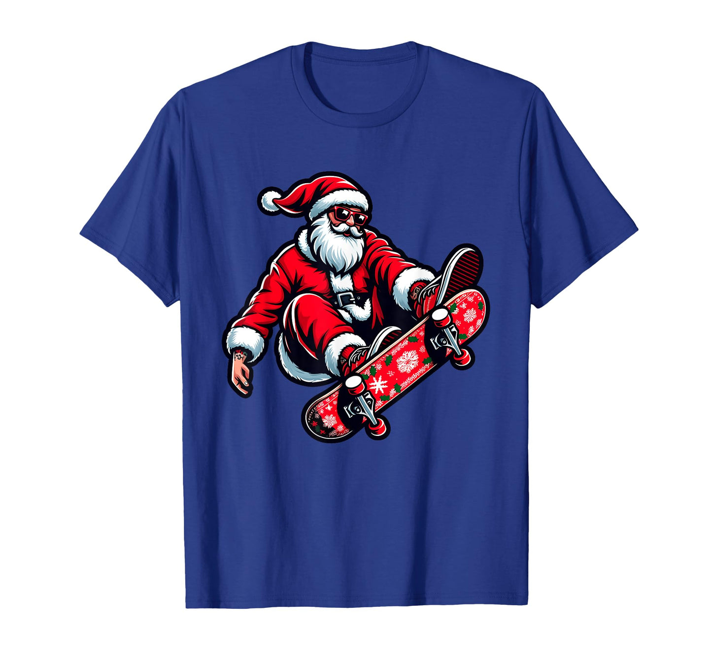 Santa Riding Skateboard Xmas Pajama Christmas Toddler Kids T-Shirt