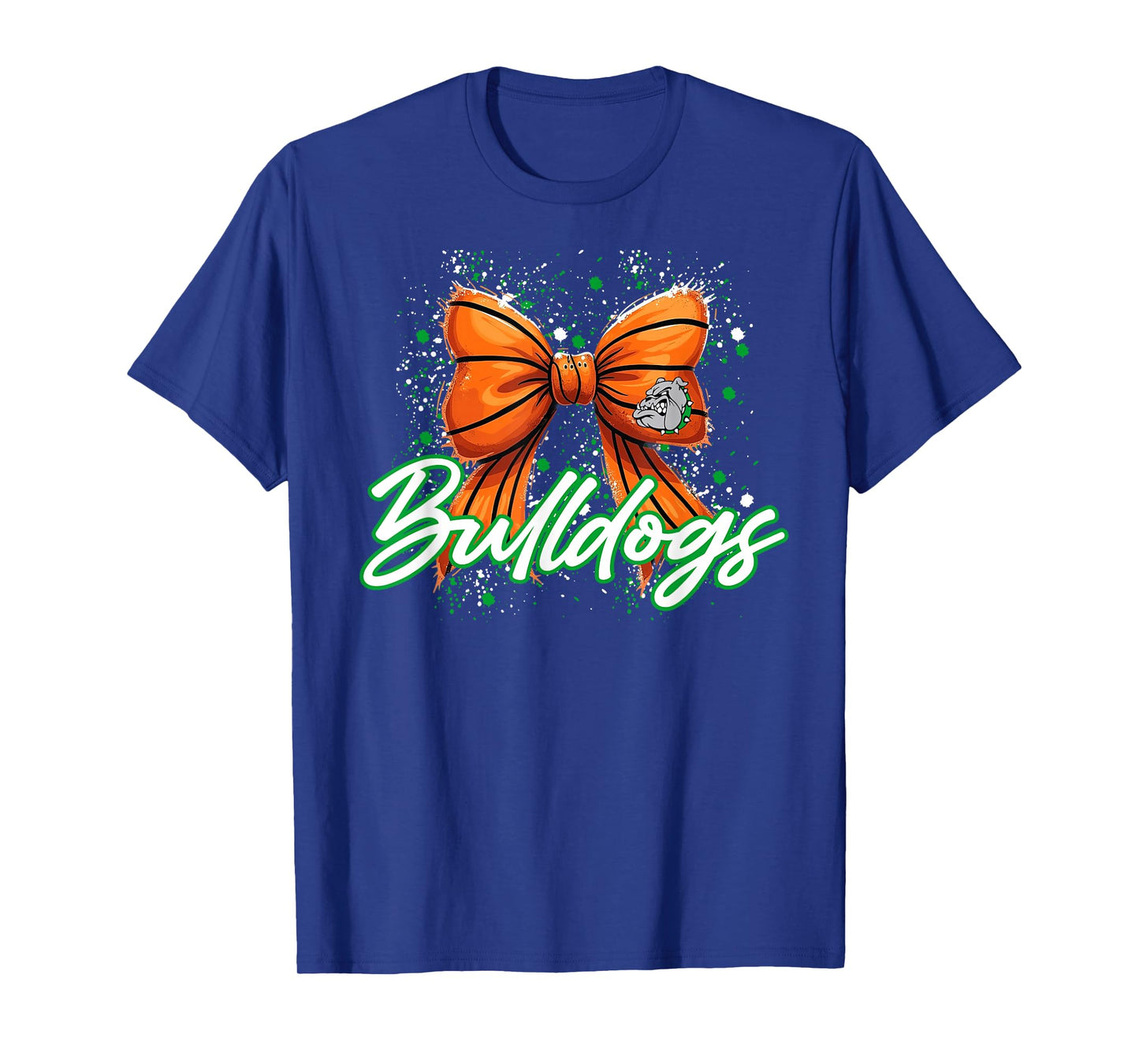Green Bulldogs Basketball Coquette Bow Sports Bulldog Mascot T-Shirt