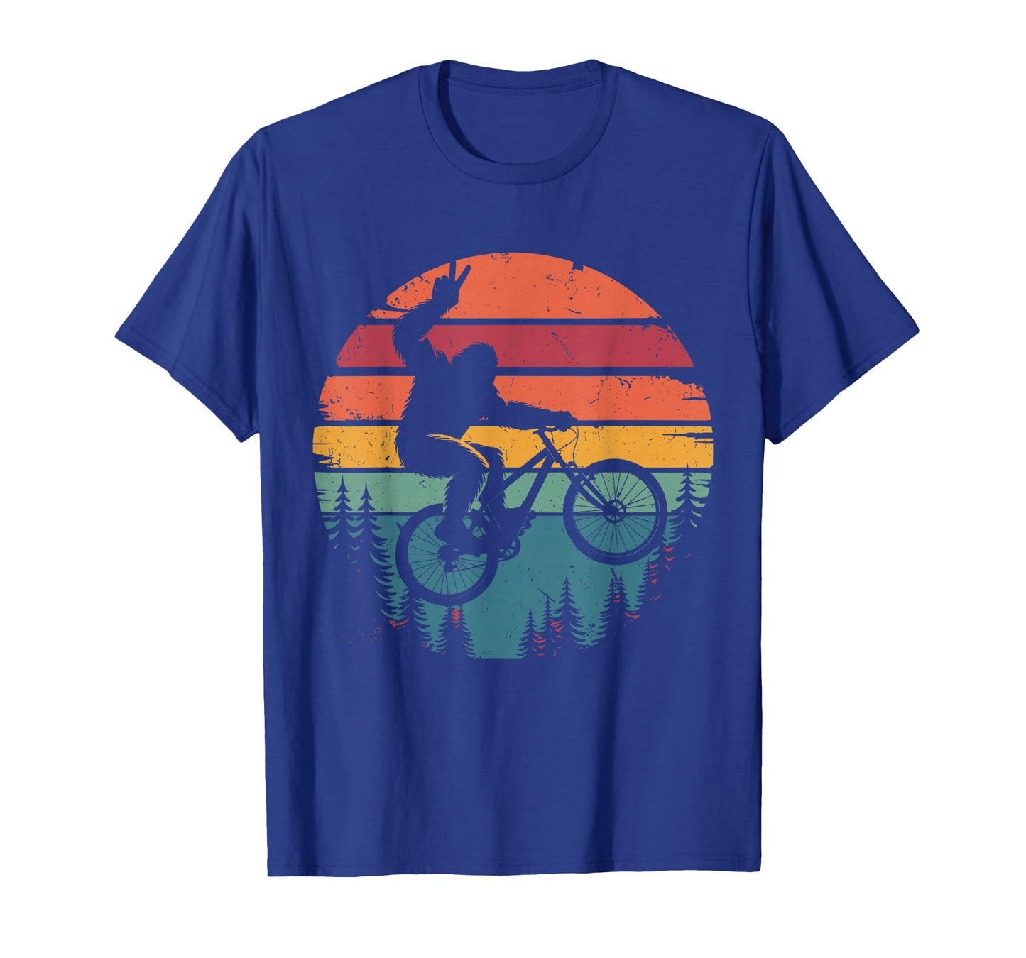 Retro Vintage Bigfoot Mountain Bike Funny Sasquatch Biking T-Shirt