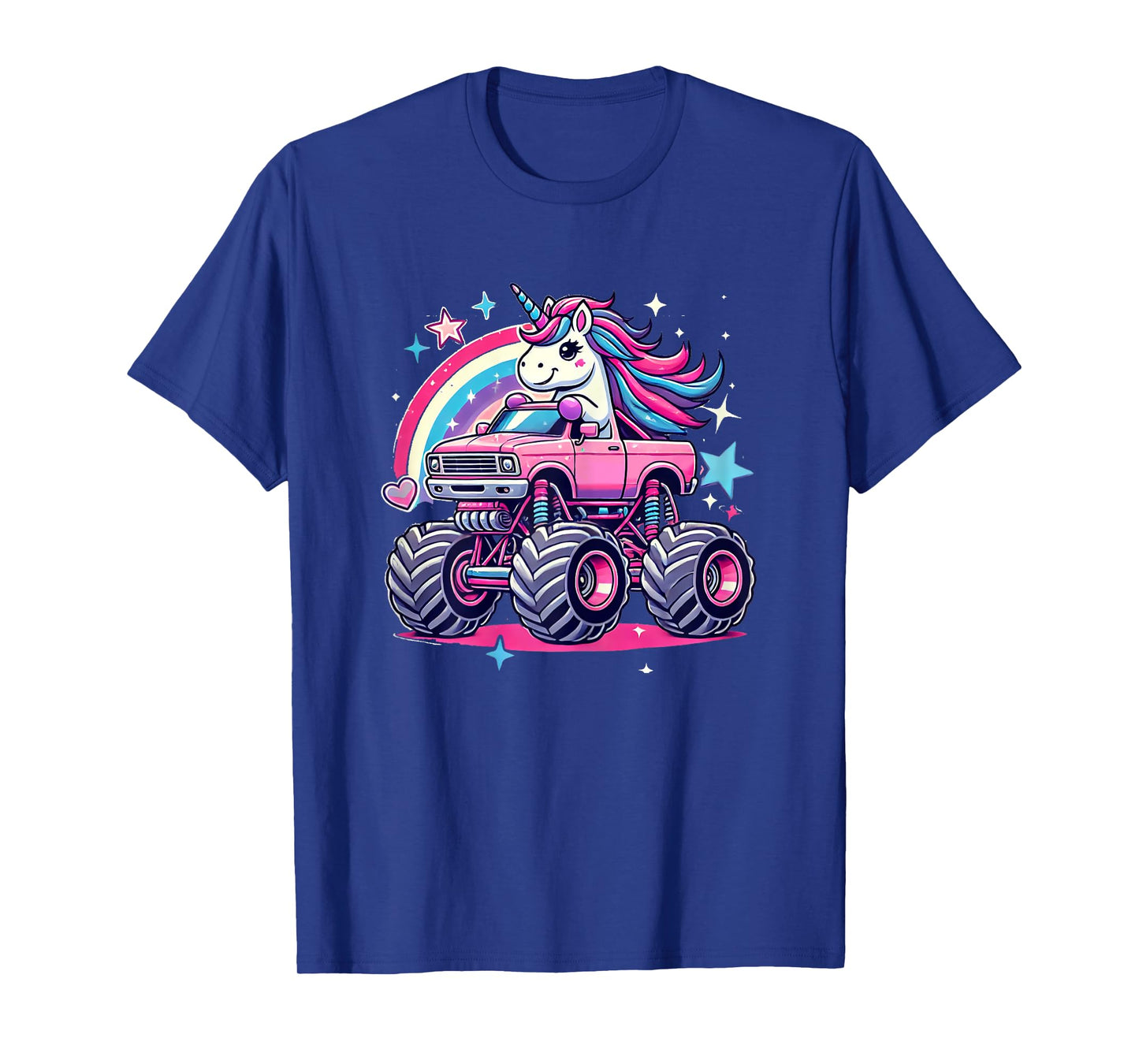 Funny Cute Unicorn Riding A Pink Monster Truck Girls women T-Shirt