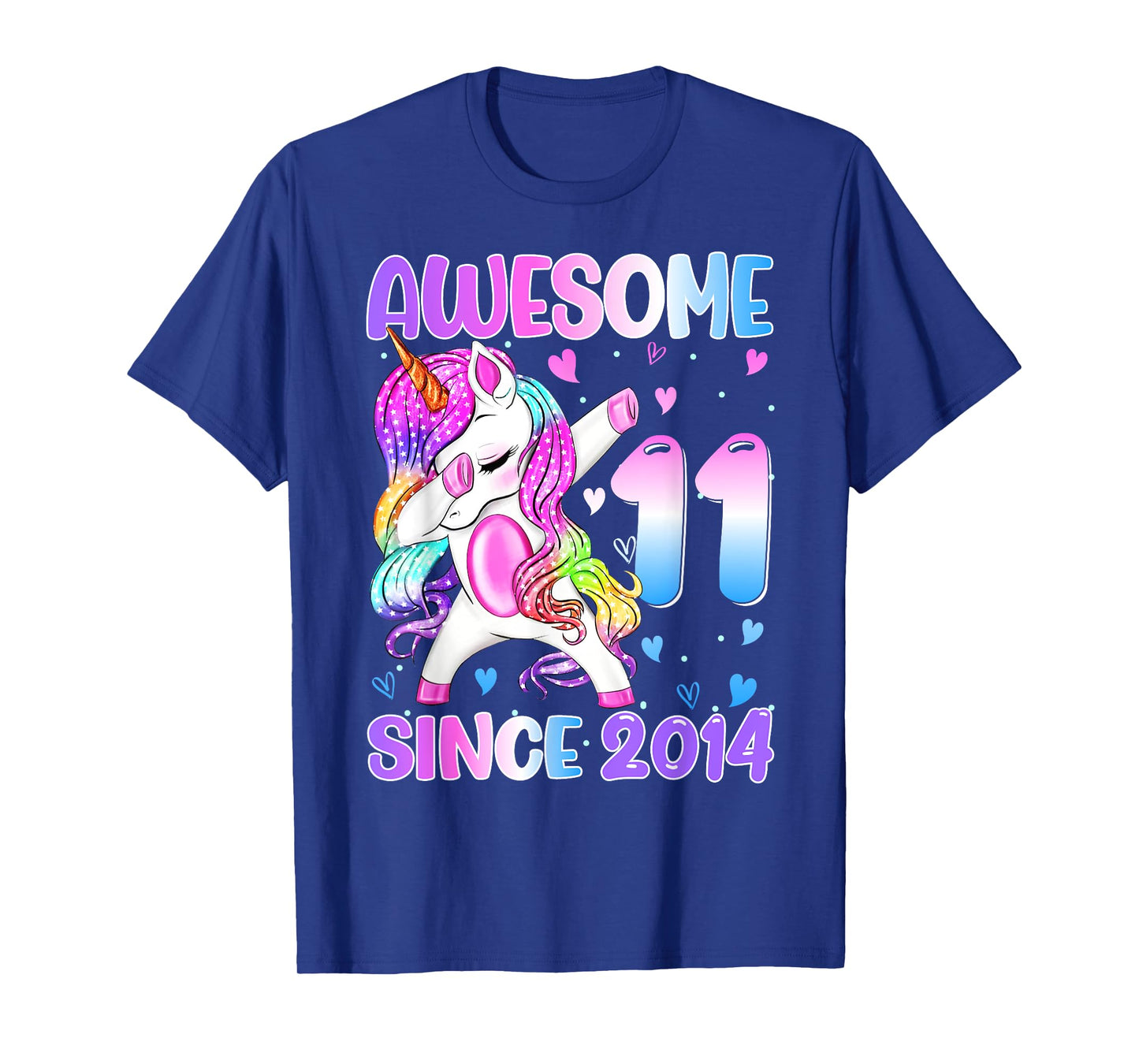 Awesome Since 2014 Dabbing Unicorn 11th Birthday Girls T-Shirt