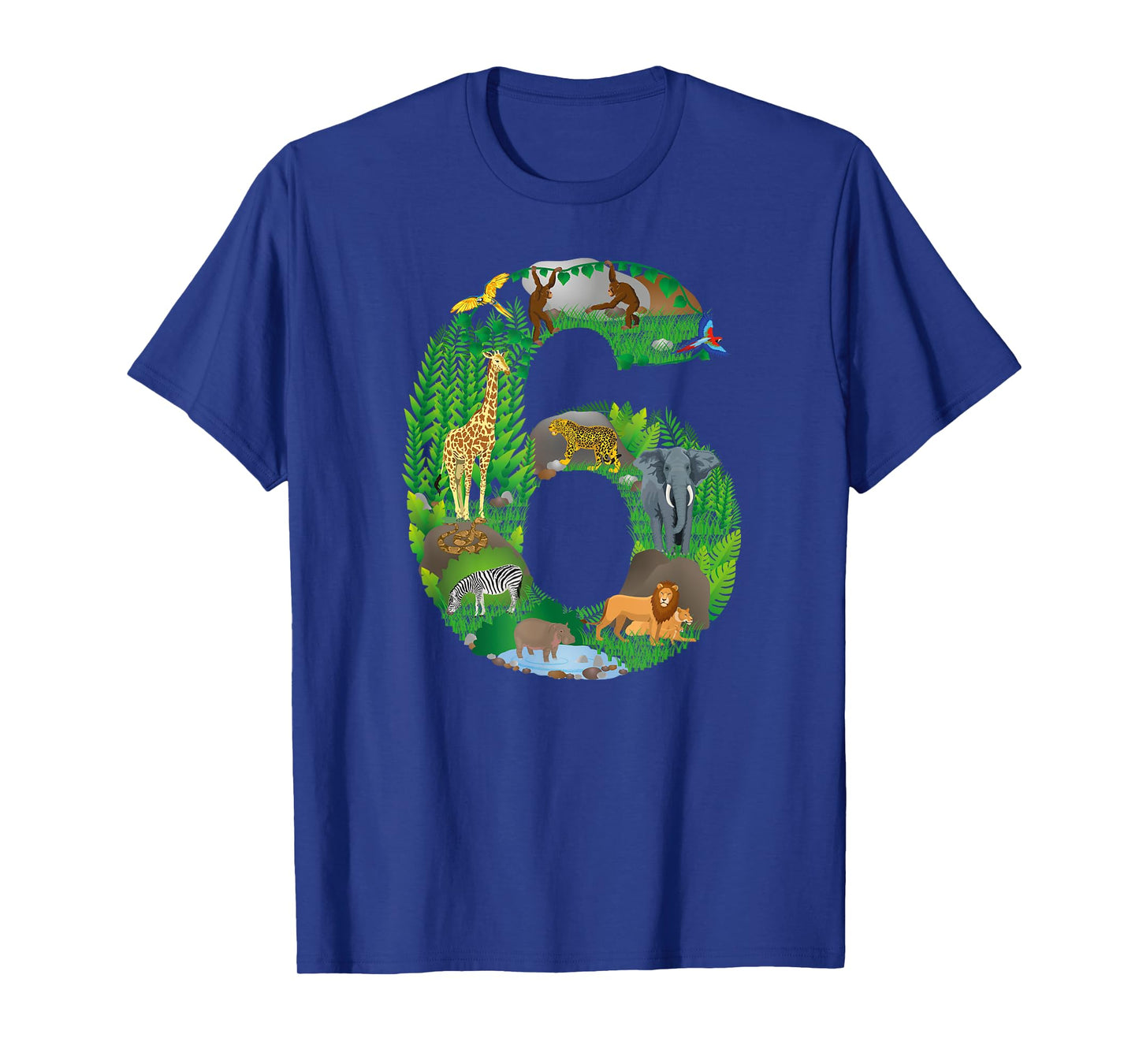 Safari Jungle Zoo animals Sixth Birthday number 6 T-shirt T-Shirt