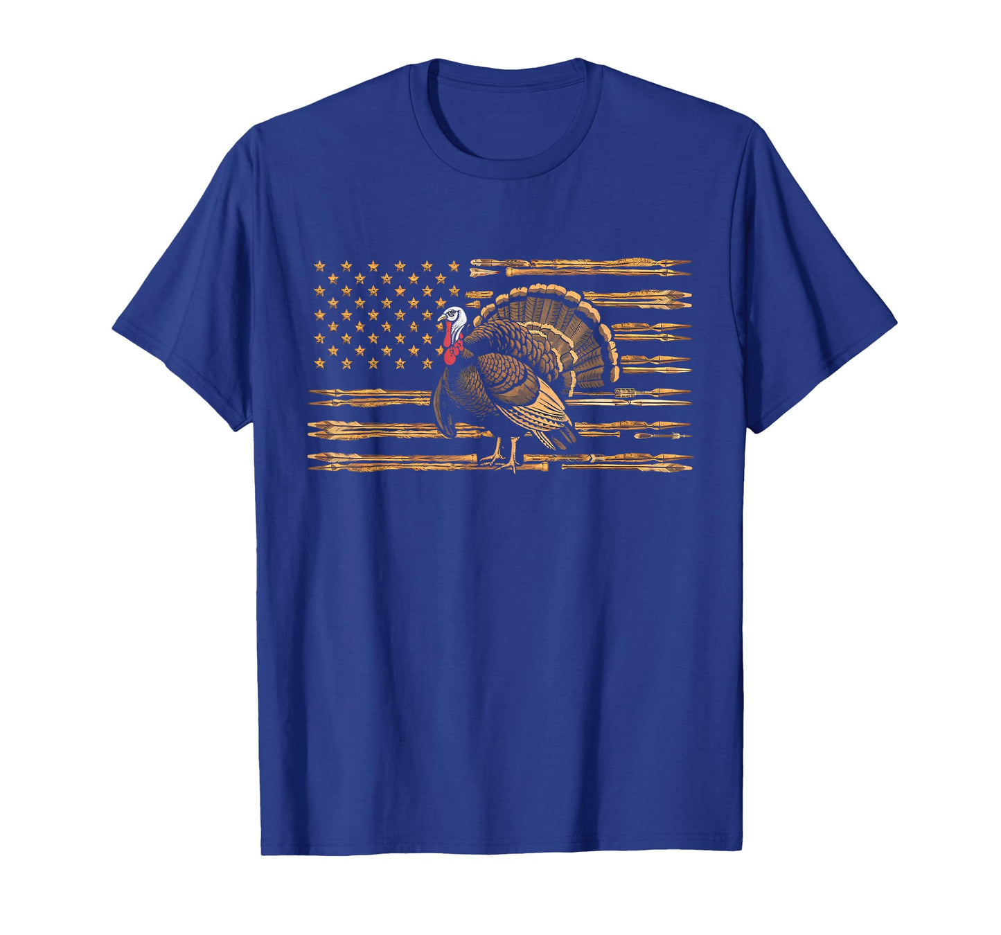Turkey Hunting Graphic American Flag Tree Camouflage T-Shirt