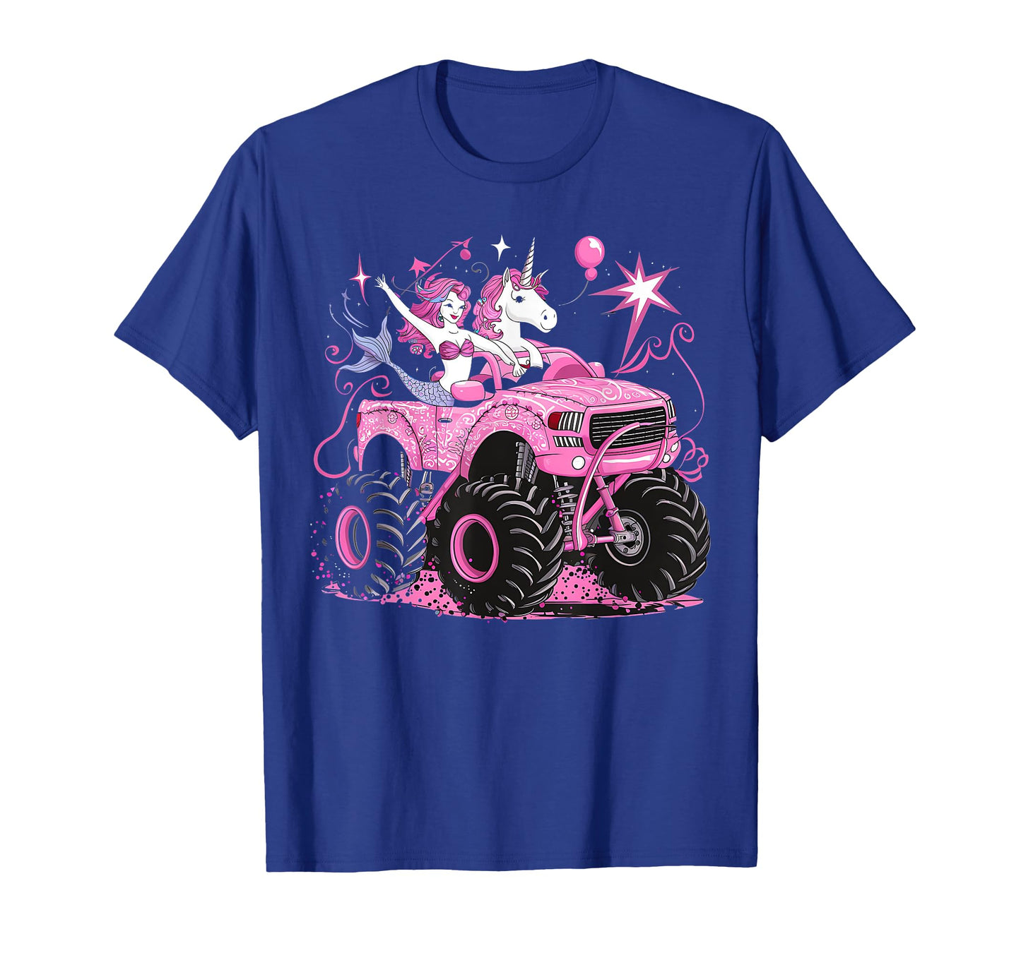 Mermaid Unicorn Monster Truck Birthday Girl Monster Truck T-Shirt