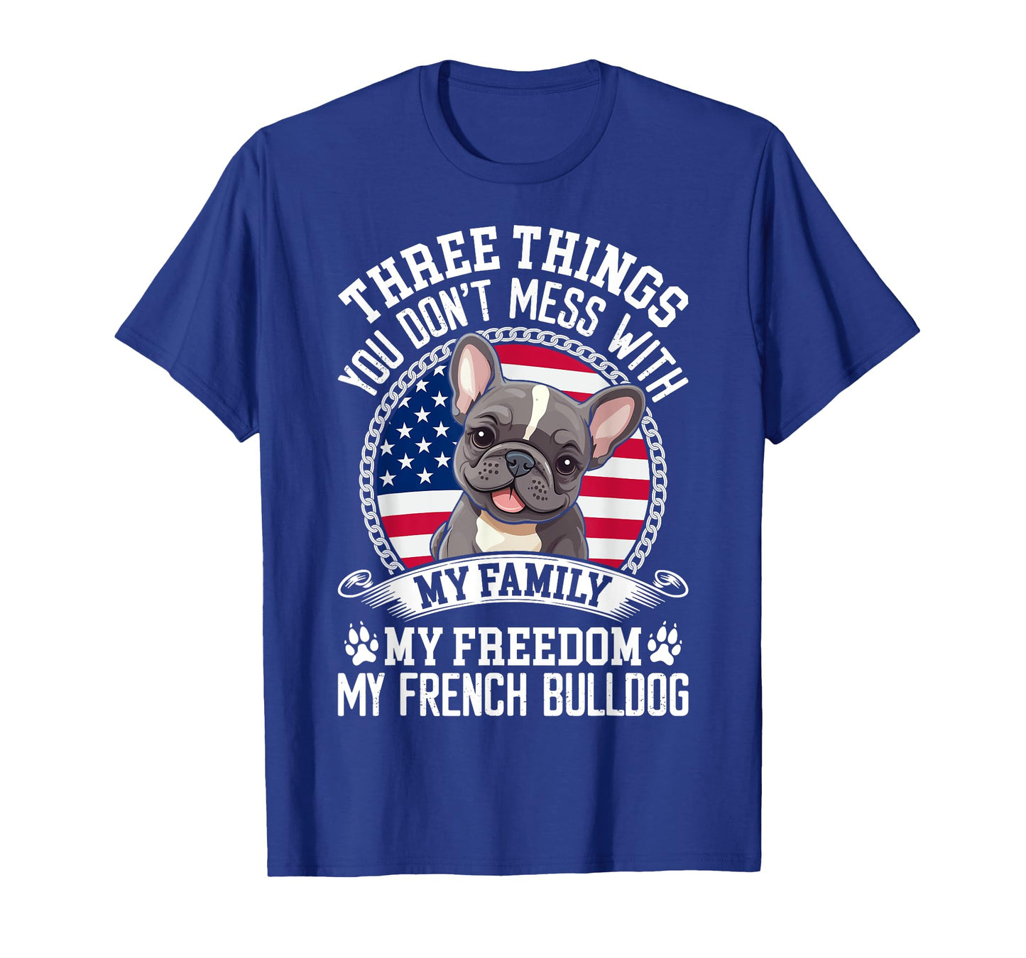 Patriotic French Bulldog American Flag Dog Paw 4th Of July Men Women Kids T-Shirt