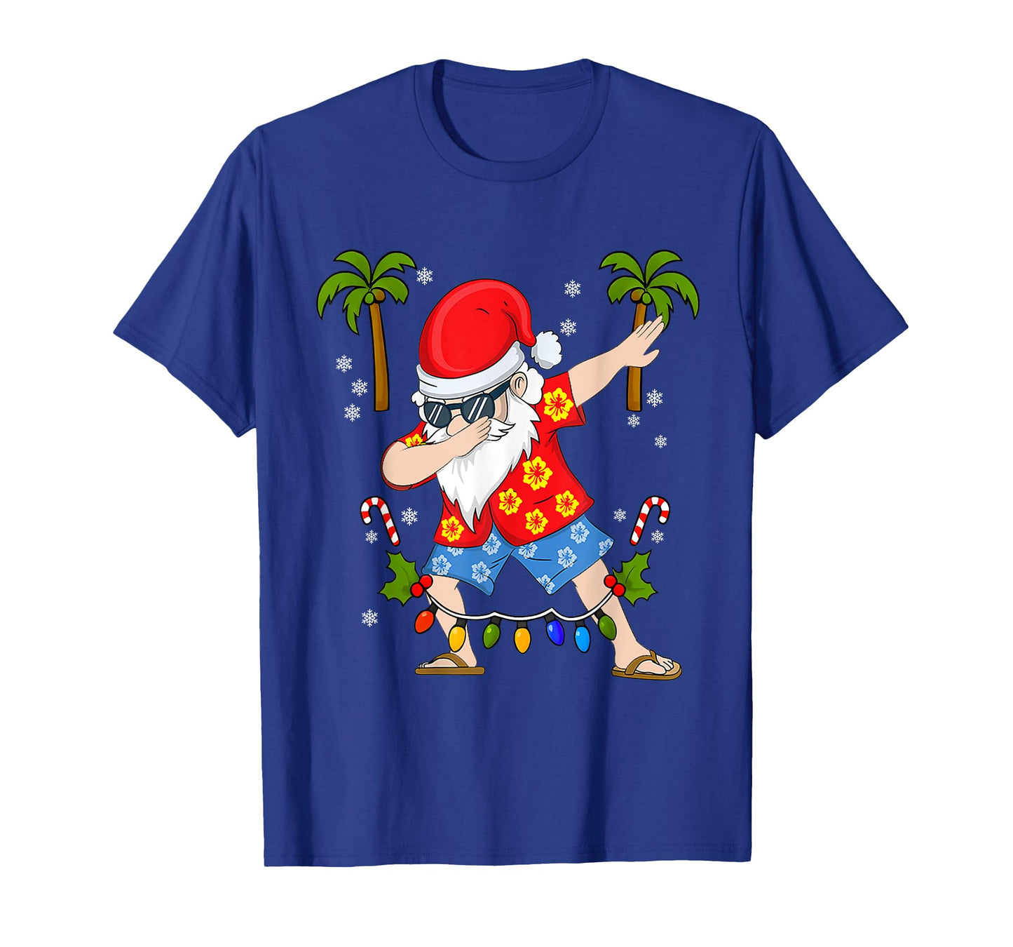 Dabbing Santa Christmas Summer Tropical Hawaiian Surfing T-Shirt