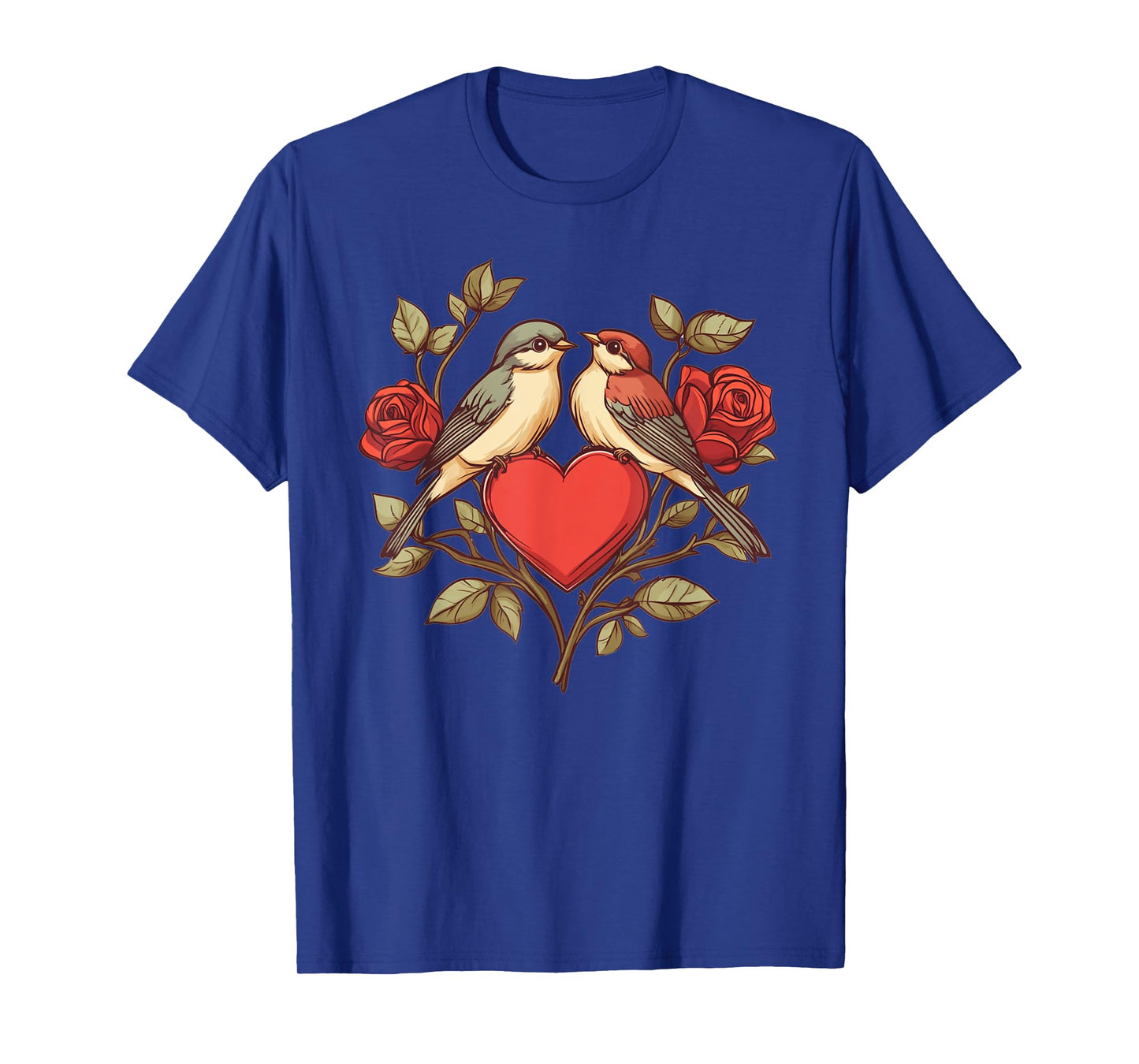 ColorfulChaos Valentine's Day Love Birds Unisex-Adult T-Shirt