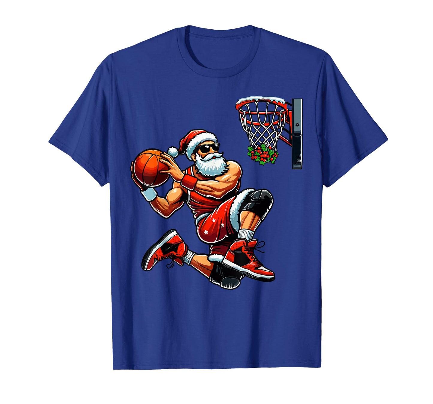 Santa Basketball Player Dunking Xmas Christmas Basketball T-Shirt