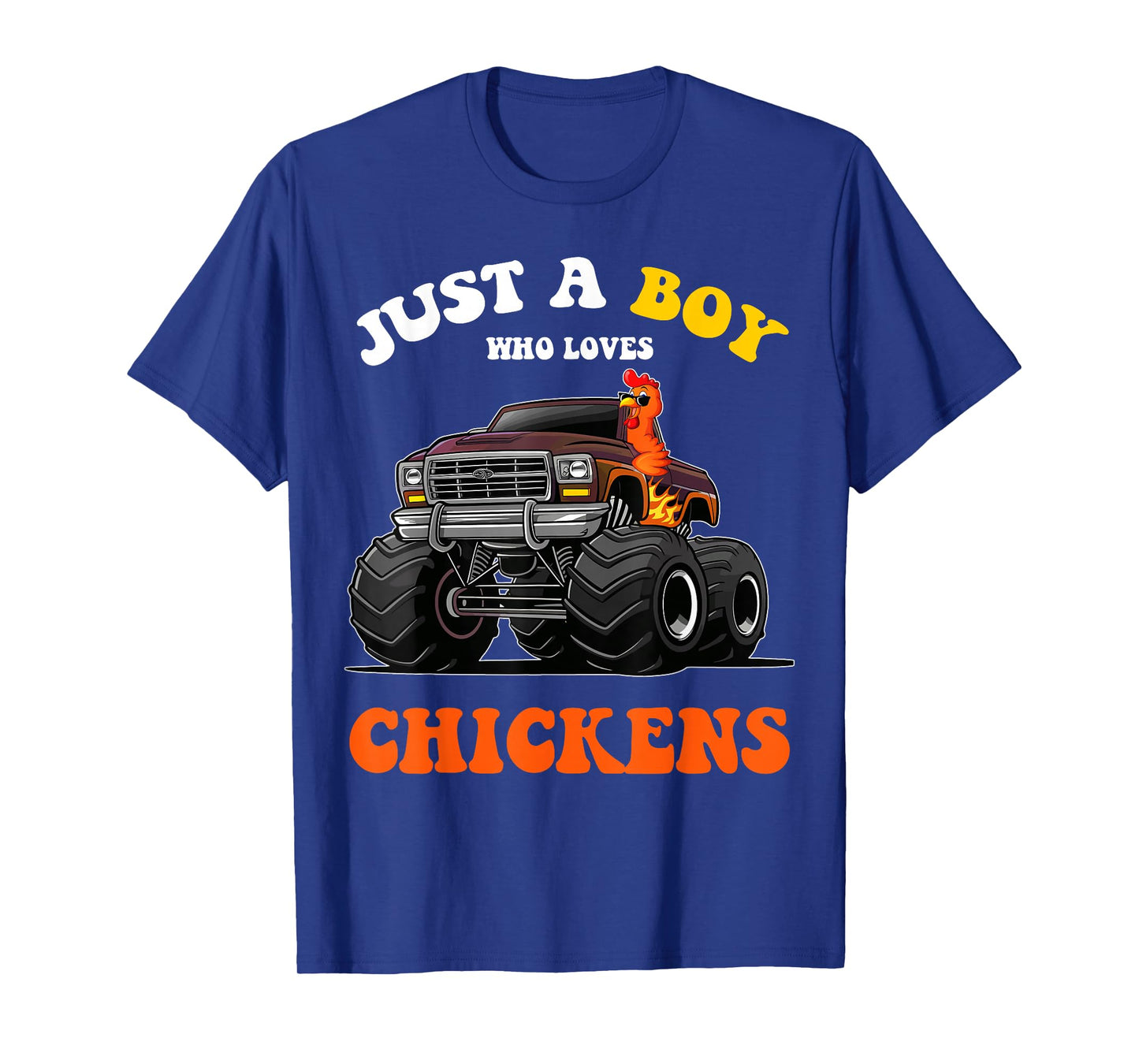 Just a Boy Who Loves Chickens And Monster Truck Kids Boys T-Shirt