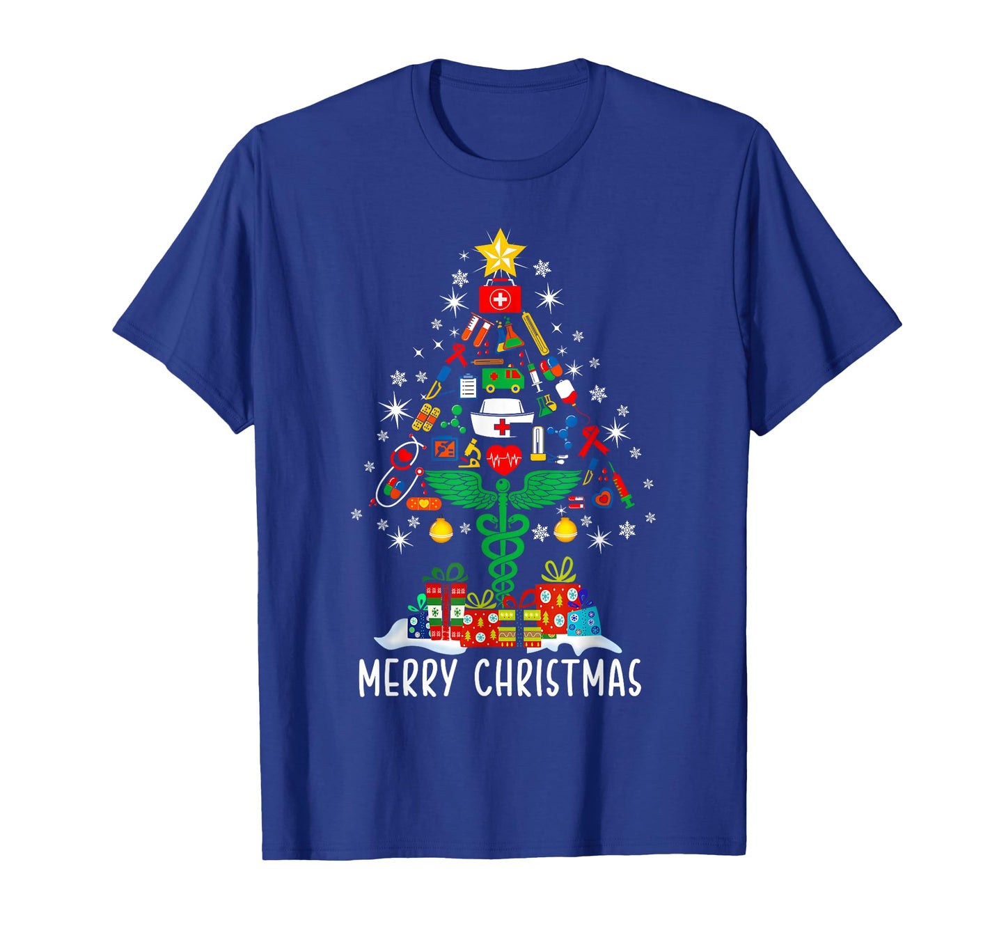 Merry Christmas Nurse Xmas Scrub Top Women Stethoscope Women T-Shirt