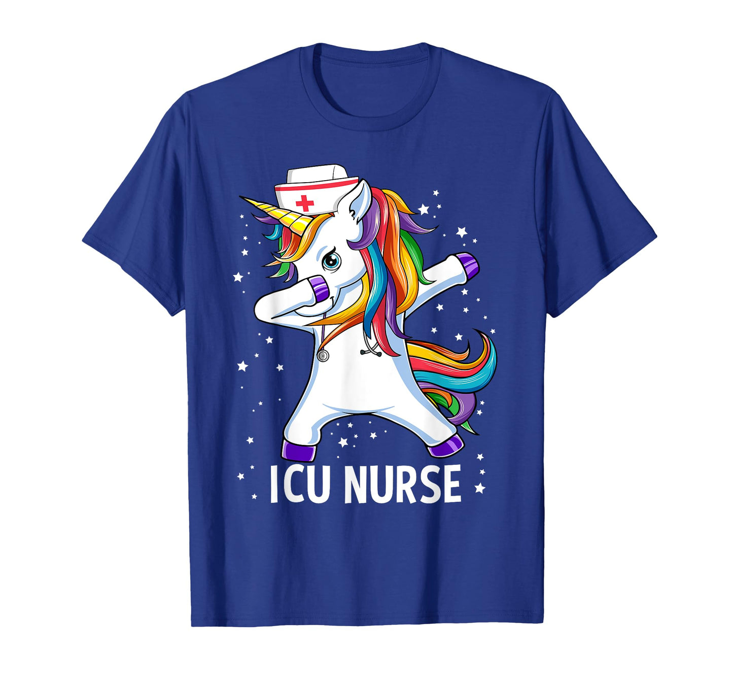 Dabbing Unicorn Funny ICU Nurse T-Shirt