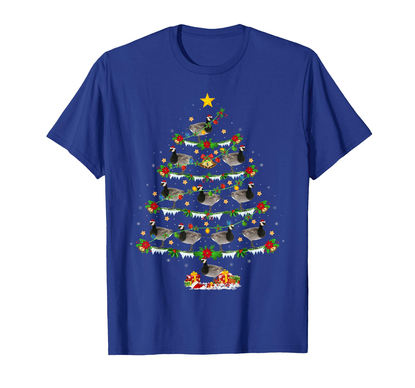 Xmas Tree Canada-Goose Christmas Gifts Goose Bird Lover Unisex-Adults Black Animal Print Modern Animal Print Short Sleeve Crew Neck T-Shirt Small